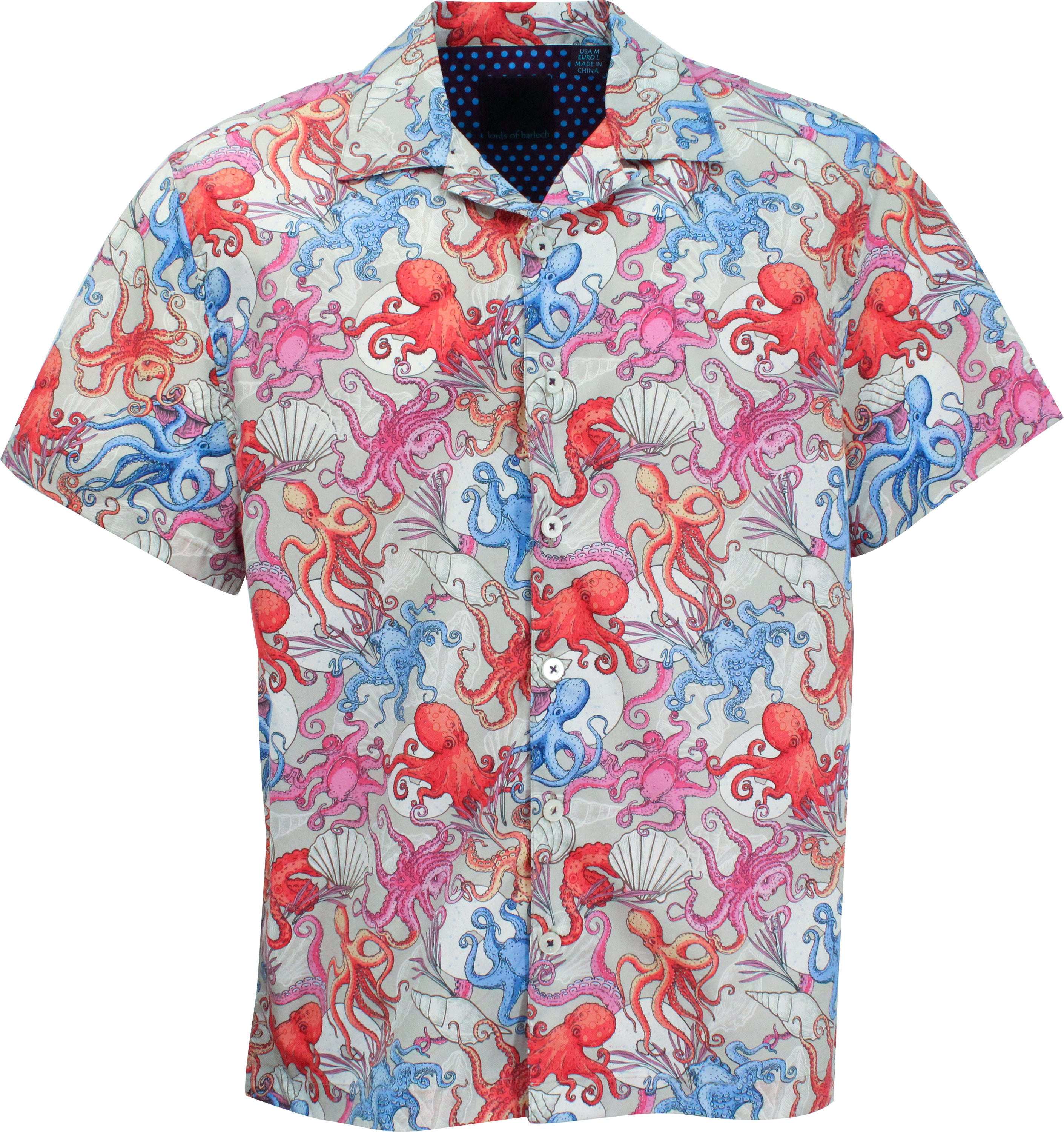 Lords Of Harlech Men's Ralph Octopus Party Camp Shirt In Pumice