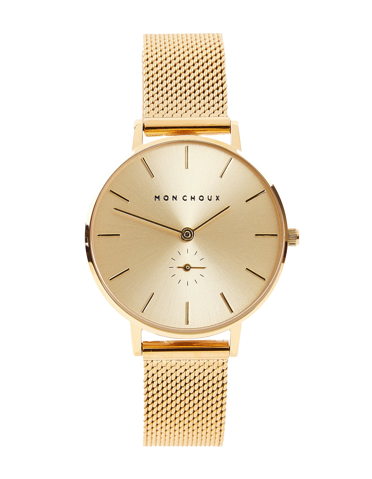 Lille Womens Gold Watch In Gold Mesh One Size Mon Choux
