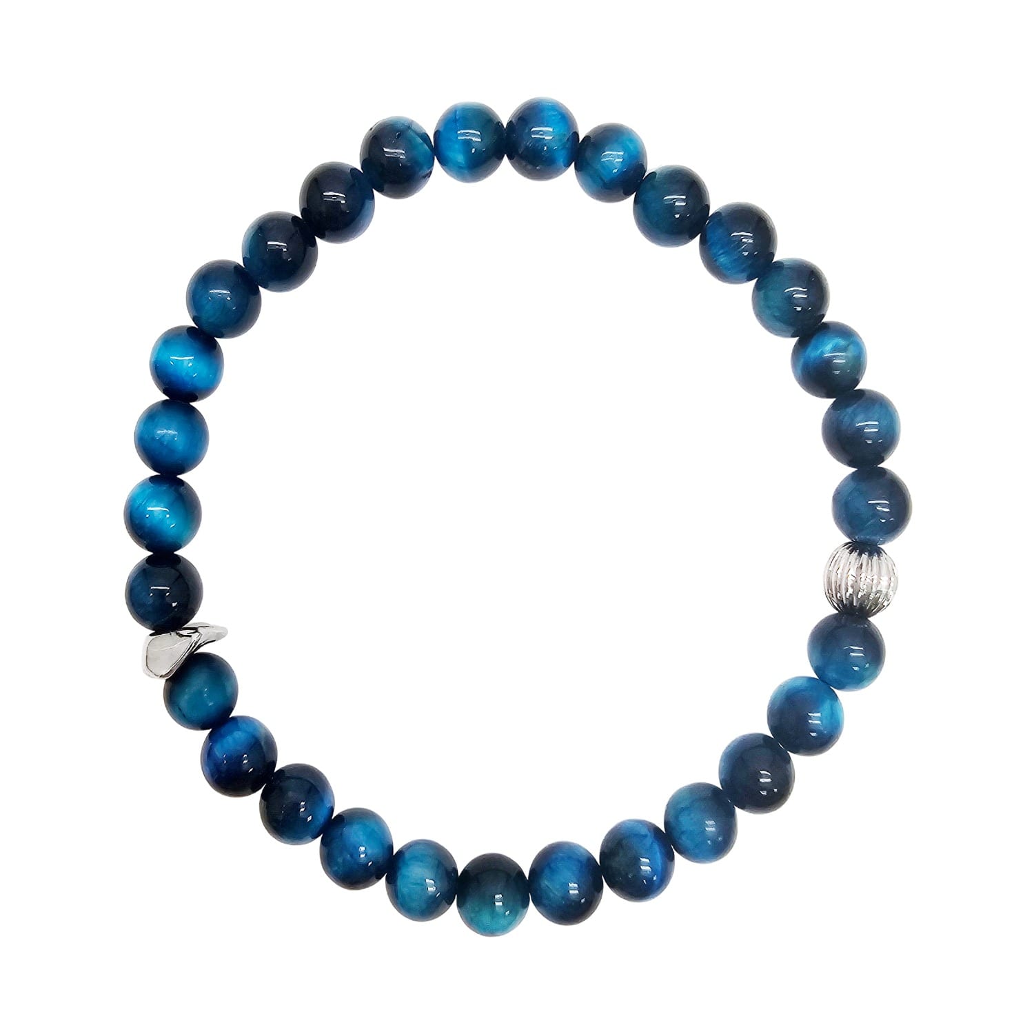 Farra Blue Tiger-eye Stone Flexible Men's Bracelet
