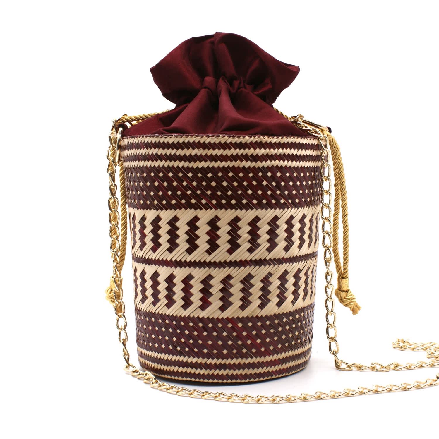 burgundy bucket bag