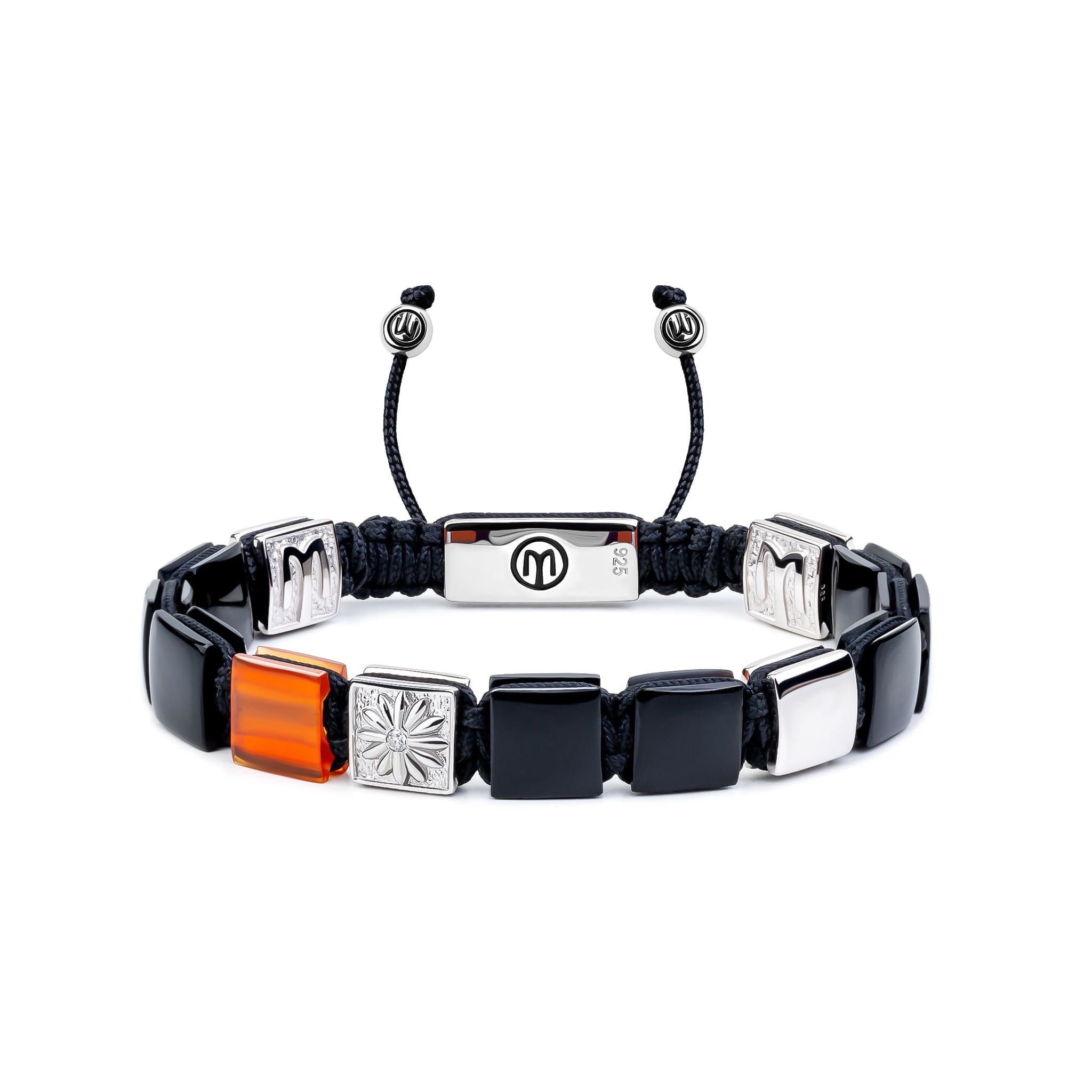 Mahigan Women's Yellow / Orange / Silver Black Onyx Macráme Bracelet With Carnelian In Silver