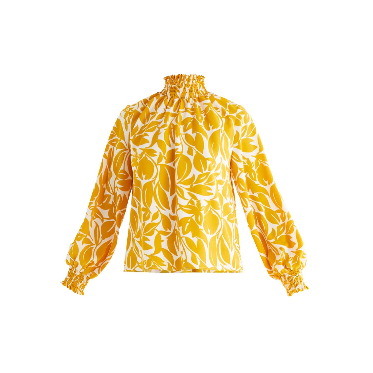yellow print blouse