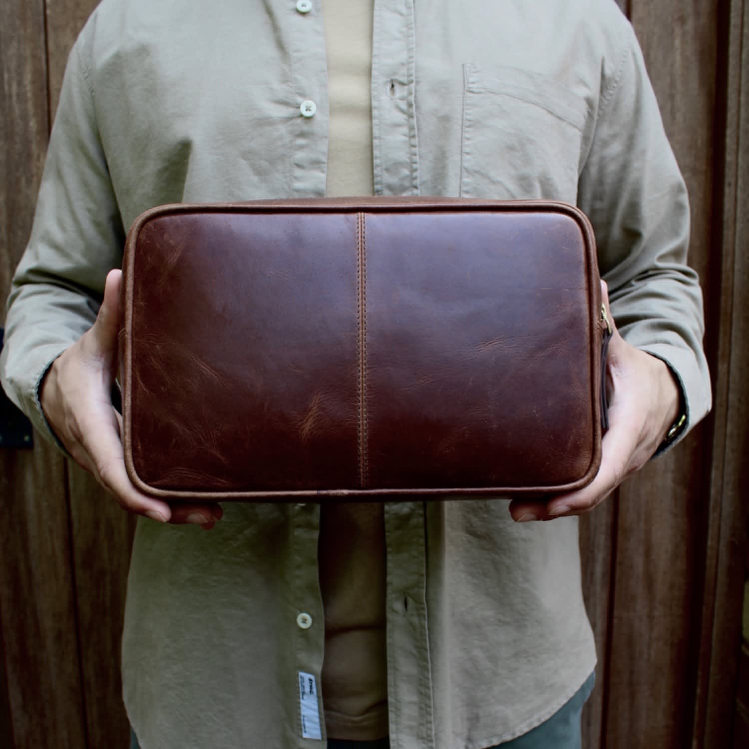 Brown Small Leather Wash Bag — High On Leather