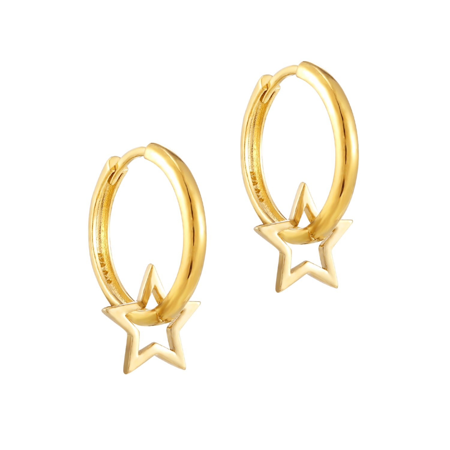 Women’s 22Ct Gold Vermeil Star Charm Hoop Earrings Seol + Gold