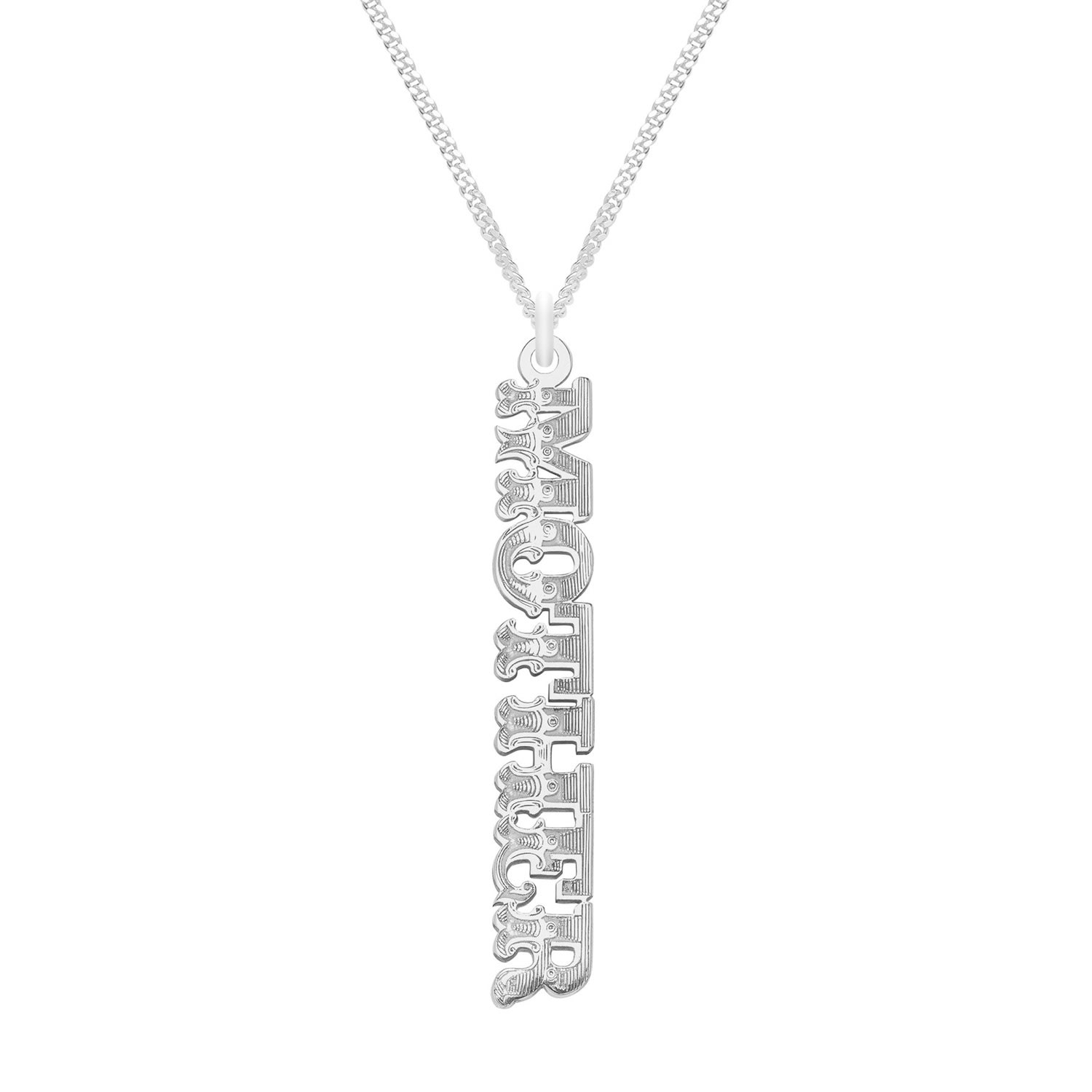 Cartergore Women's Sterling Silver “mother” Word Necklace In Gray
