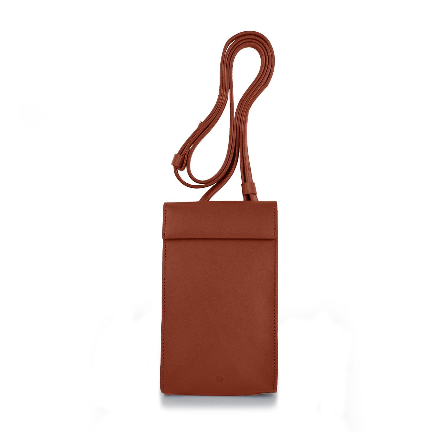Women's Handmade Adjustable Leather Phone Bag With Pocket - Rust Brown | Godi.