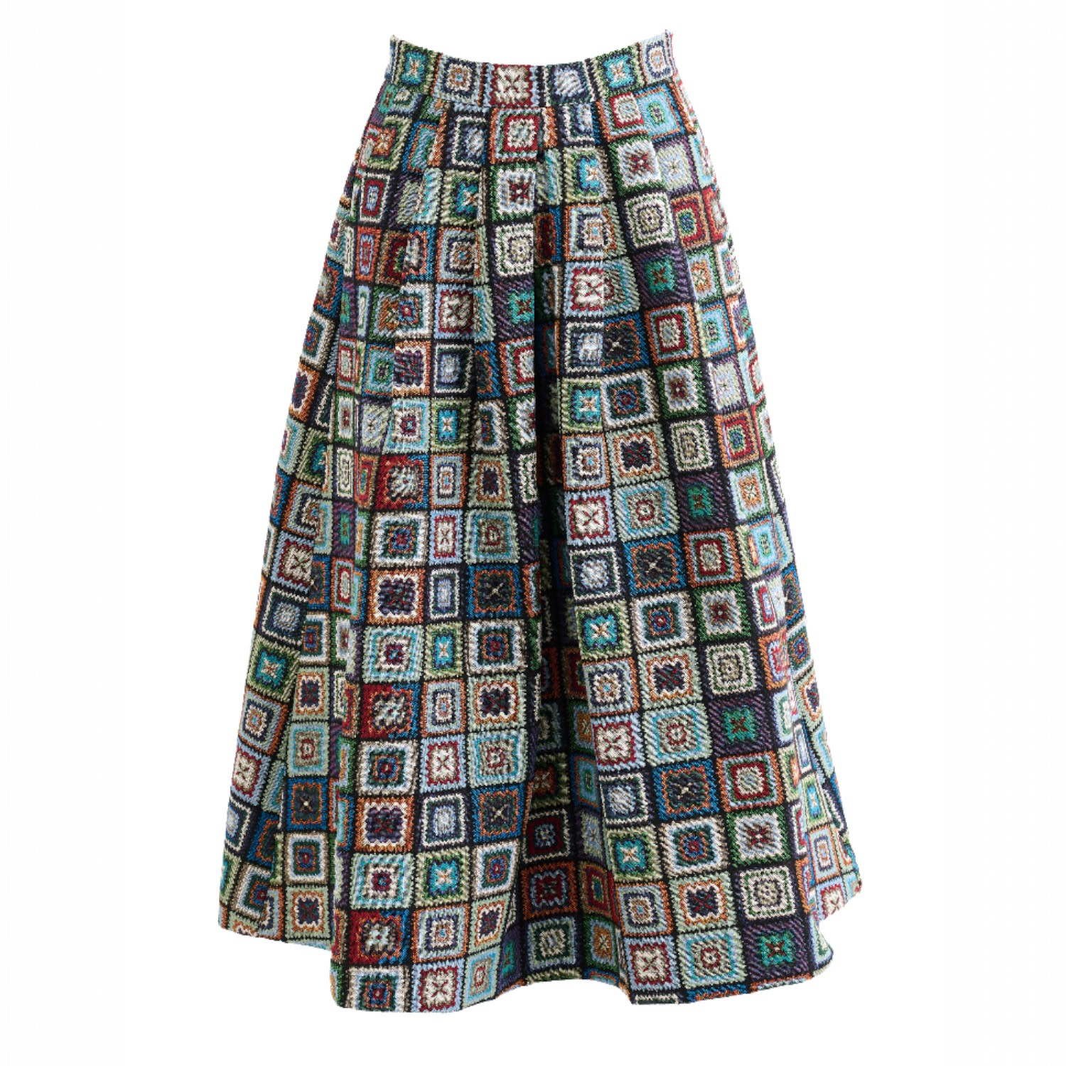 Louche Women's Pasadena Seventies Patch Jacquard Midi Skirt In Blue