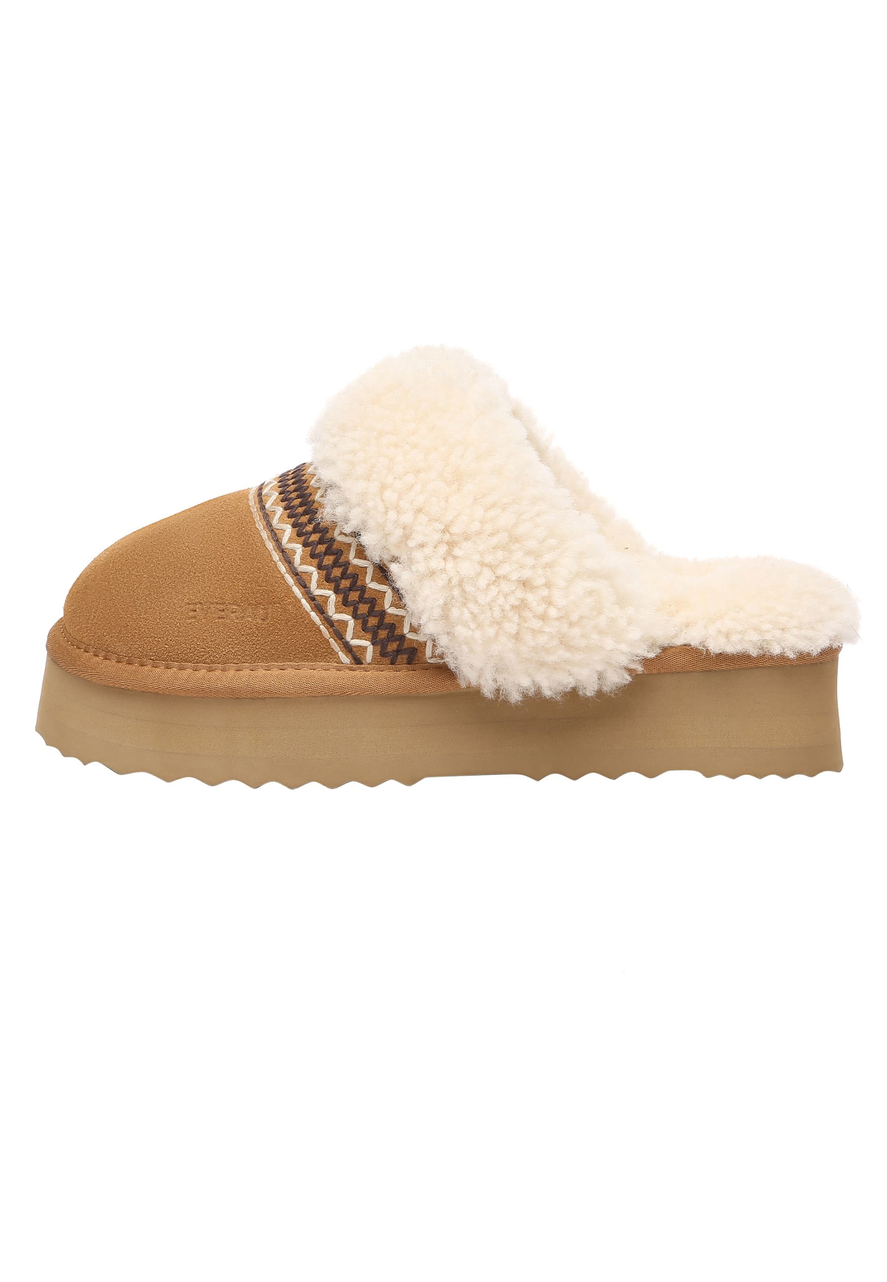 Everau Australia Women's Gold Crake Knitted Platform Slippers In Chestnut