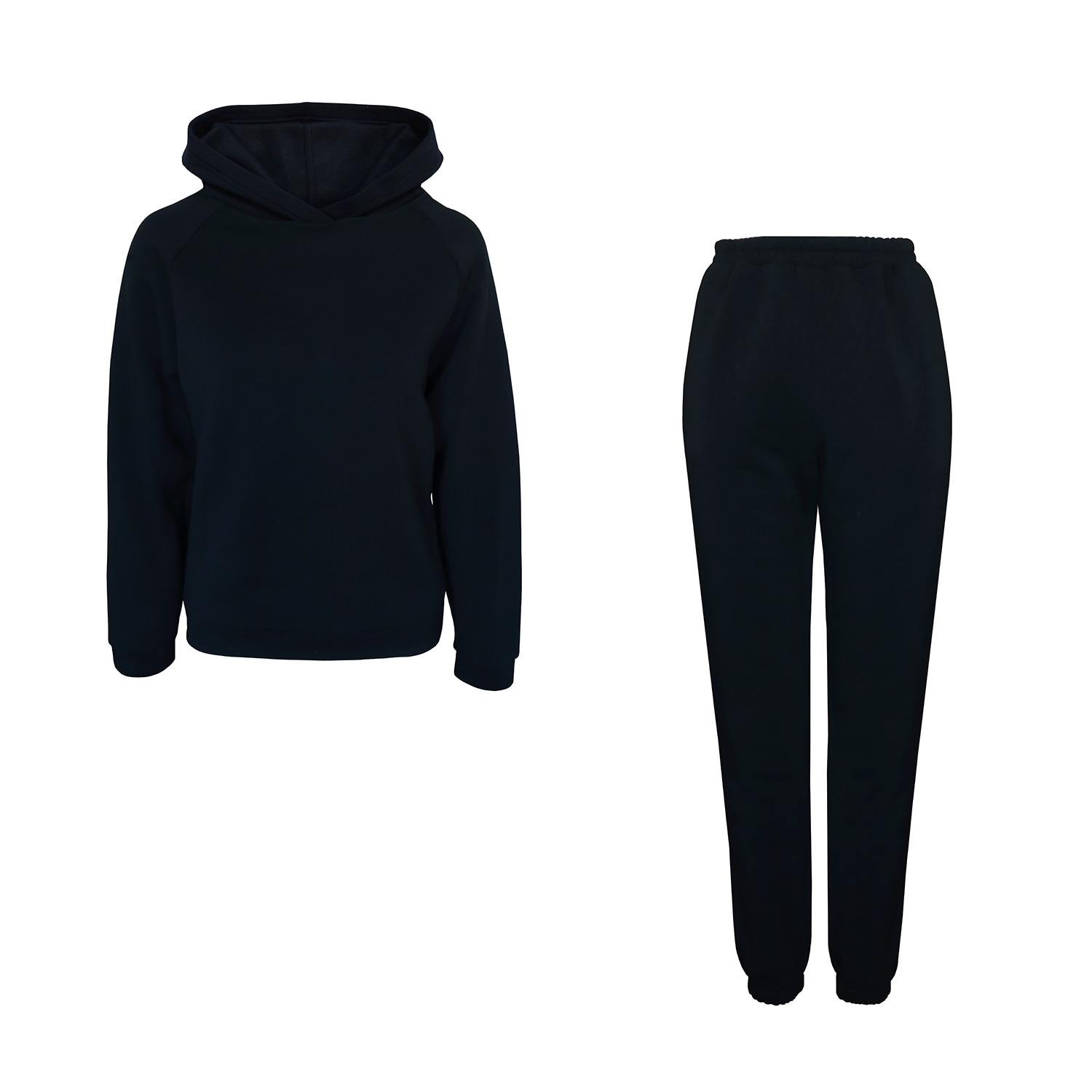 Magda Cotton Hoodie And Track Pants Set On Fleece - Black Small 2Kstyle