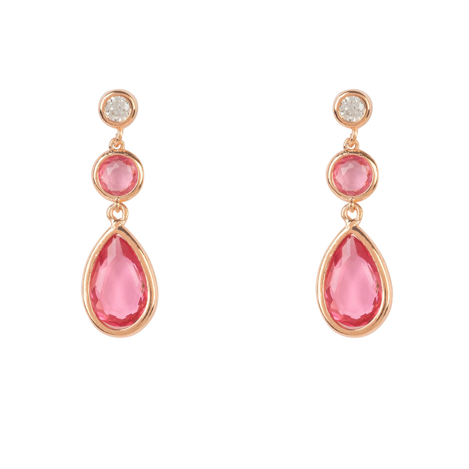 Women’s Rose Gold / Red Tuscany Gemstone Drop Earring Rose Gold Pink Tourmaline Latelita