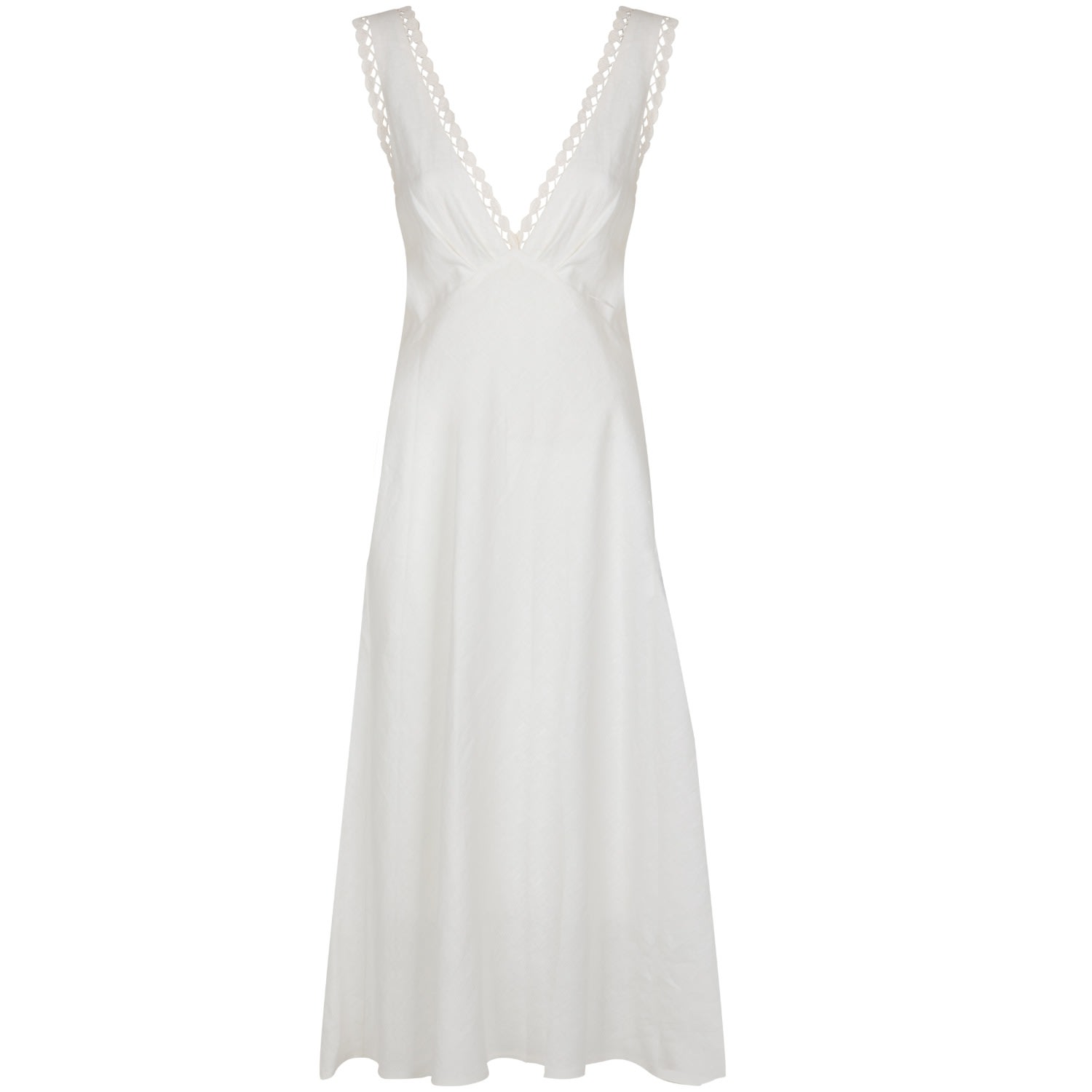 Women’s Embroidered Lace Linen Maxi Dress - White Xs/S Langner