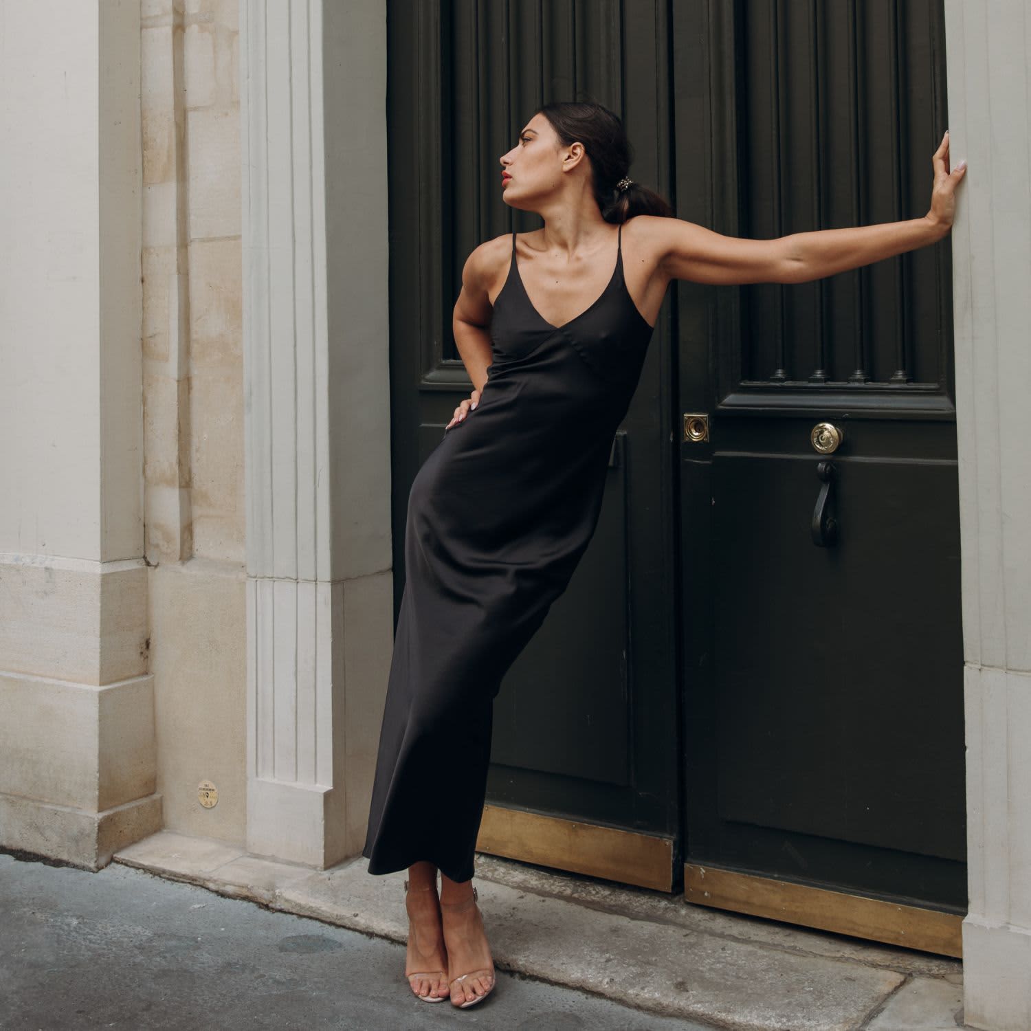 Slip Dress In Black, MYKAFTAN