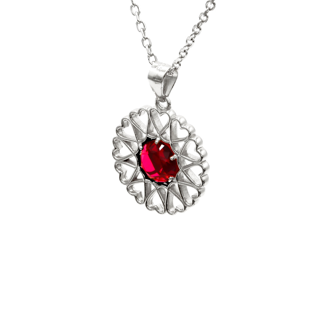 Women’s Amoare Paris Small Necklace In Sterling Silver - Ruby Red