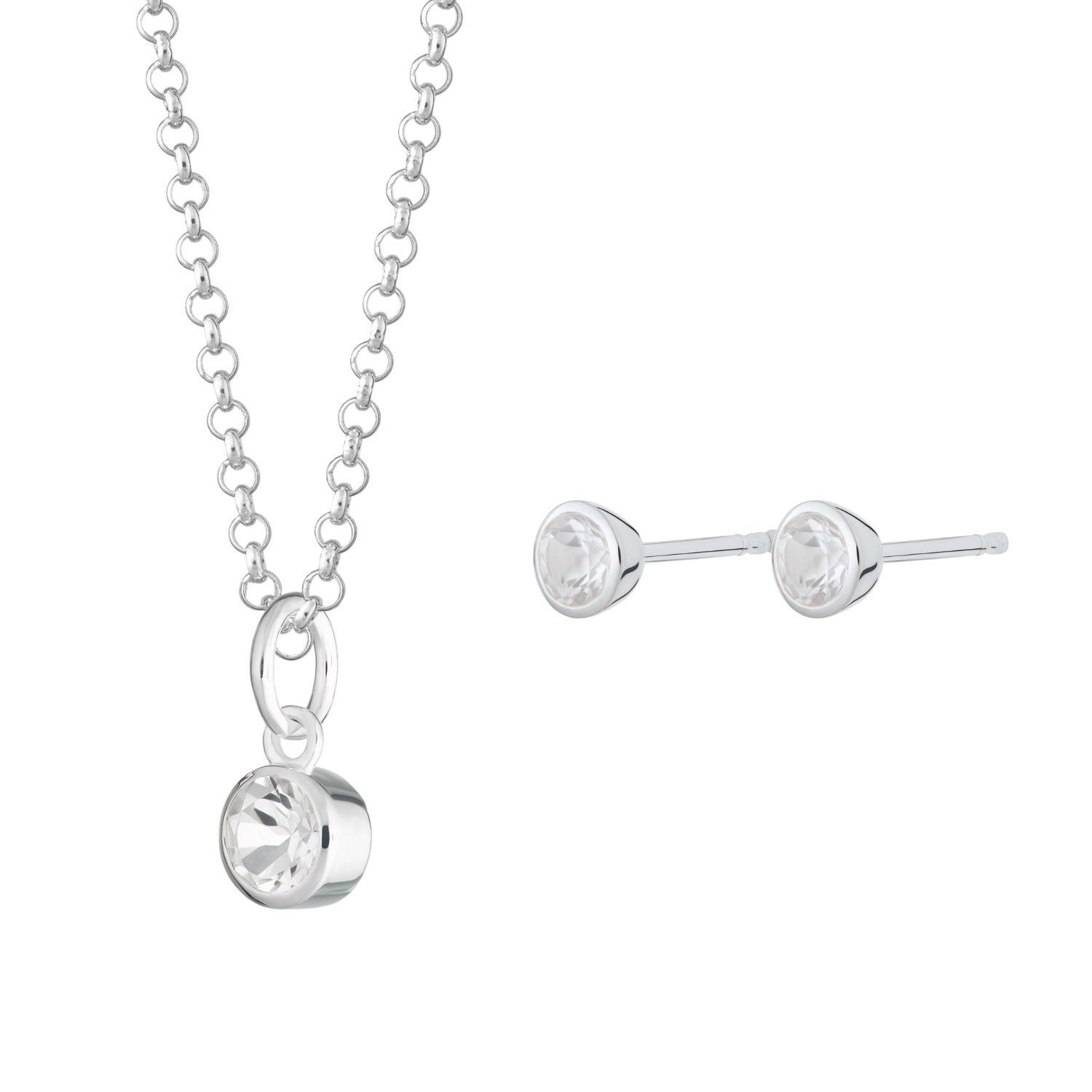 Women’s White / Silver April Birthstone Jewellery Set - White Topaz Lily Charmed