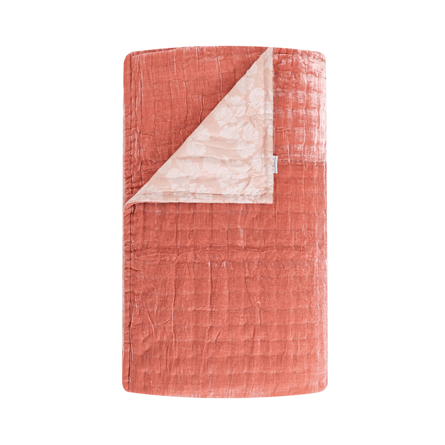 The Annam House Velvet Hand Quilt Throw - Old Rose & Rose Water