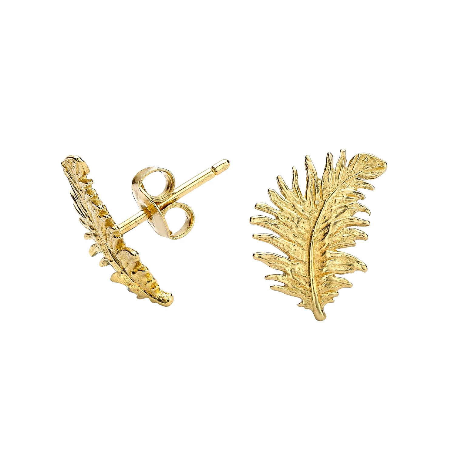 Dower & Hall Women's 18ct Yellow Gold Vermeil Large Feather Studs In Gold