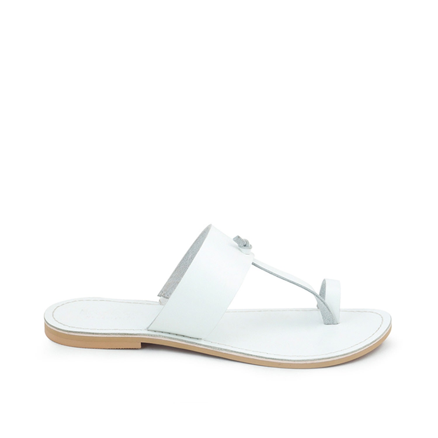 Rag & Co Women's Leona White Thong Sandals