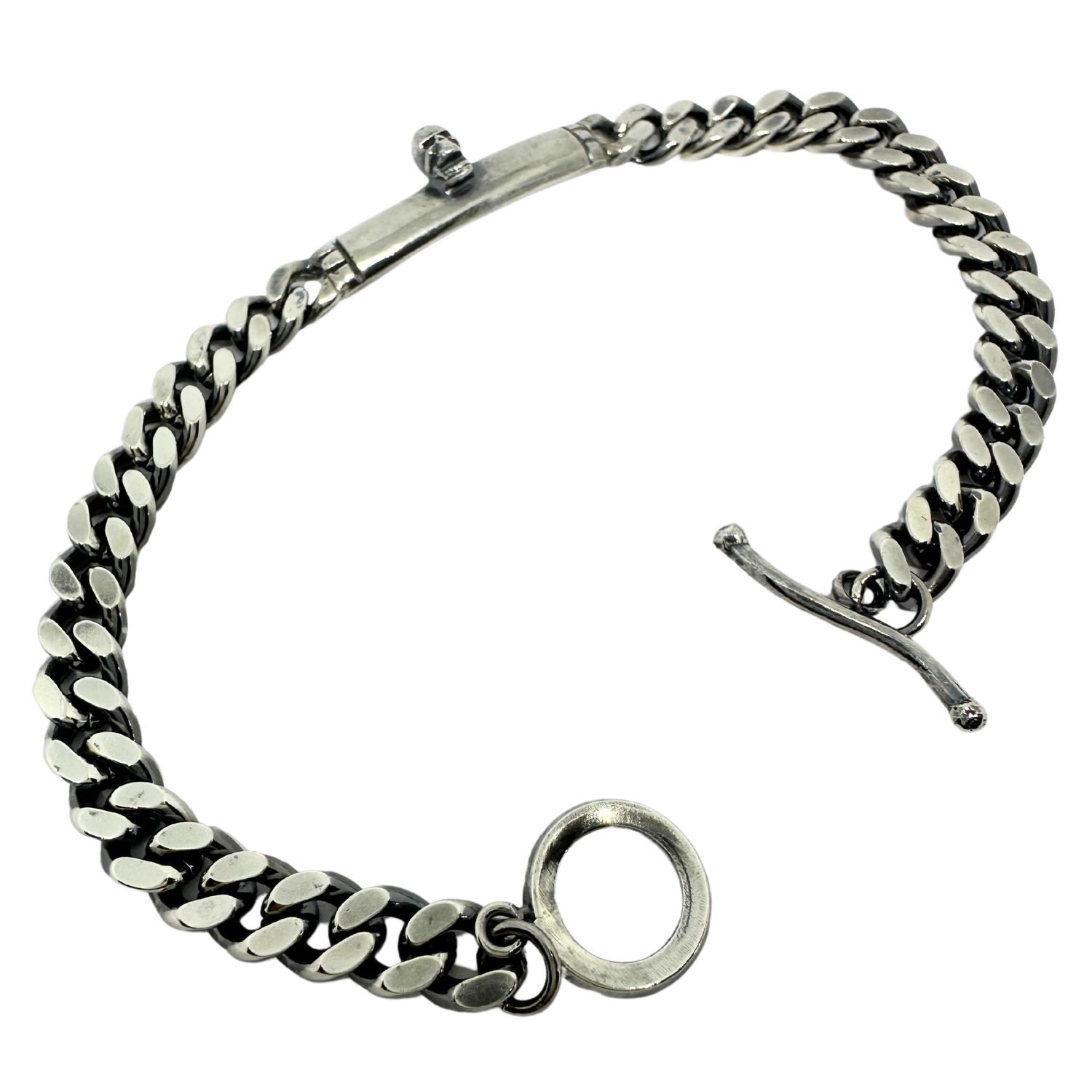 Tg-jewellery By Tamara Gervasio Men's Silver / Black Skull Silver Curb Chain Bracelet