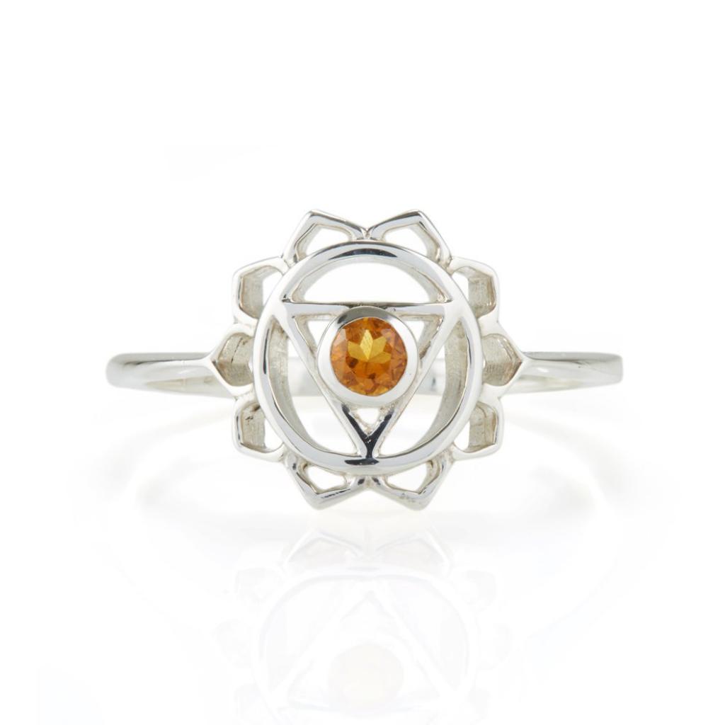 Charlotte's Web Jewellery Women's Solar Plexus Chakra Silver Ring - Citrine In Silver