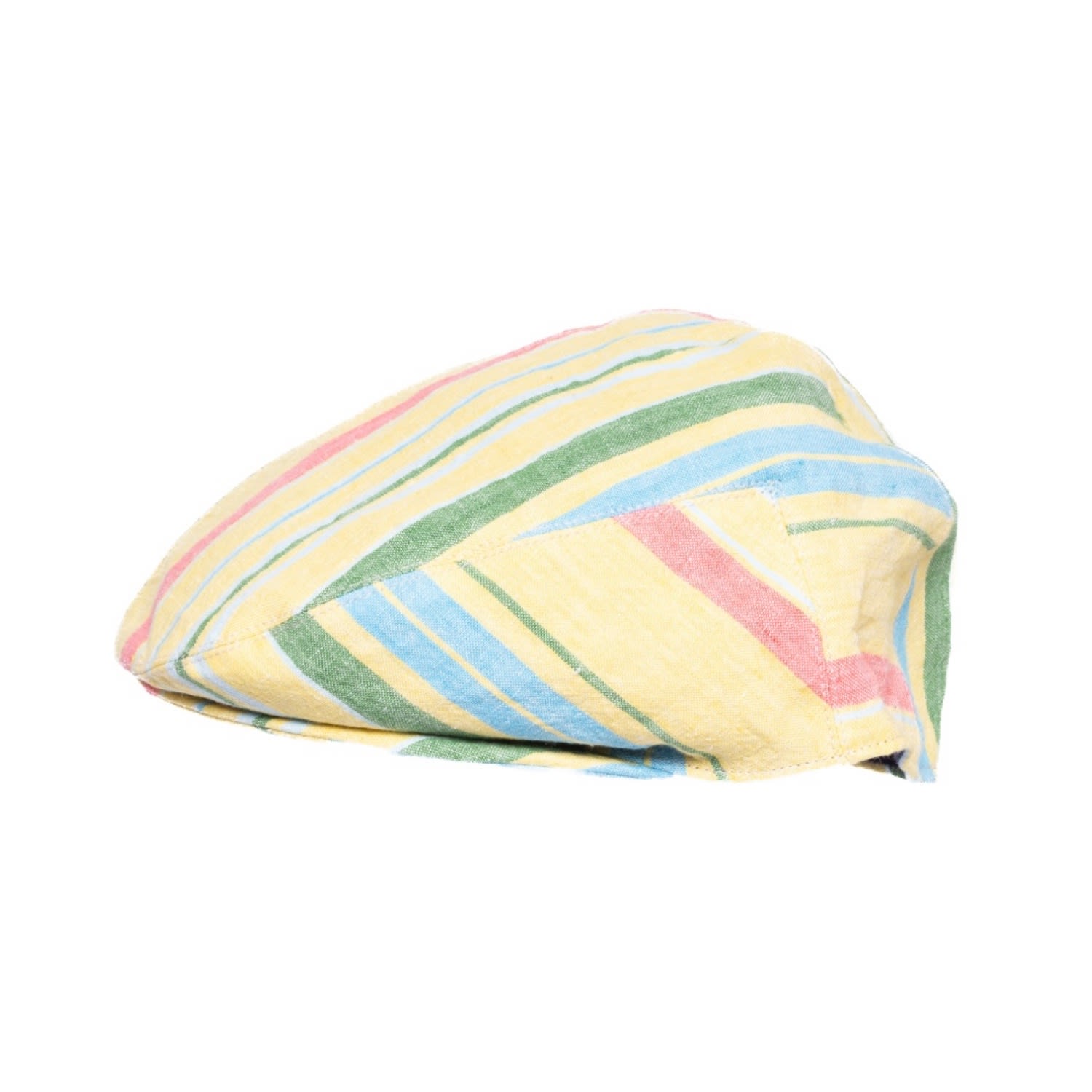 Men’s Fitted Cap Yellow And Multi Stripes Linen 62Cm Anthony Peto