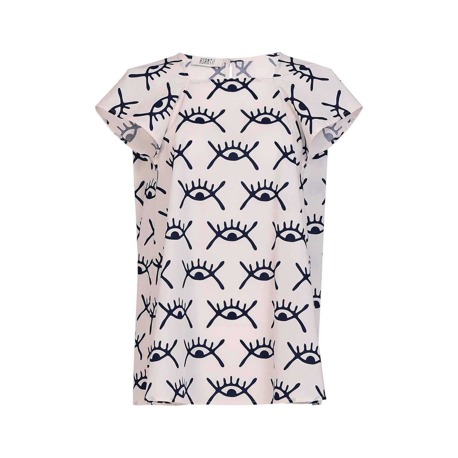 Women’s Blue / White Eshi Babydoll Top - Abode Santann Print Extra Small Asantii