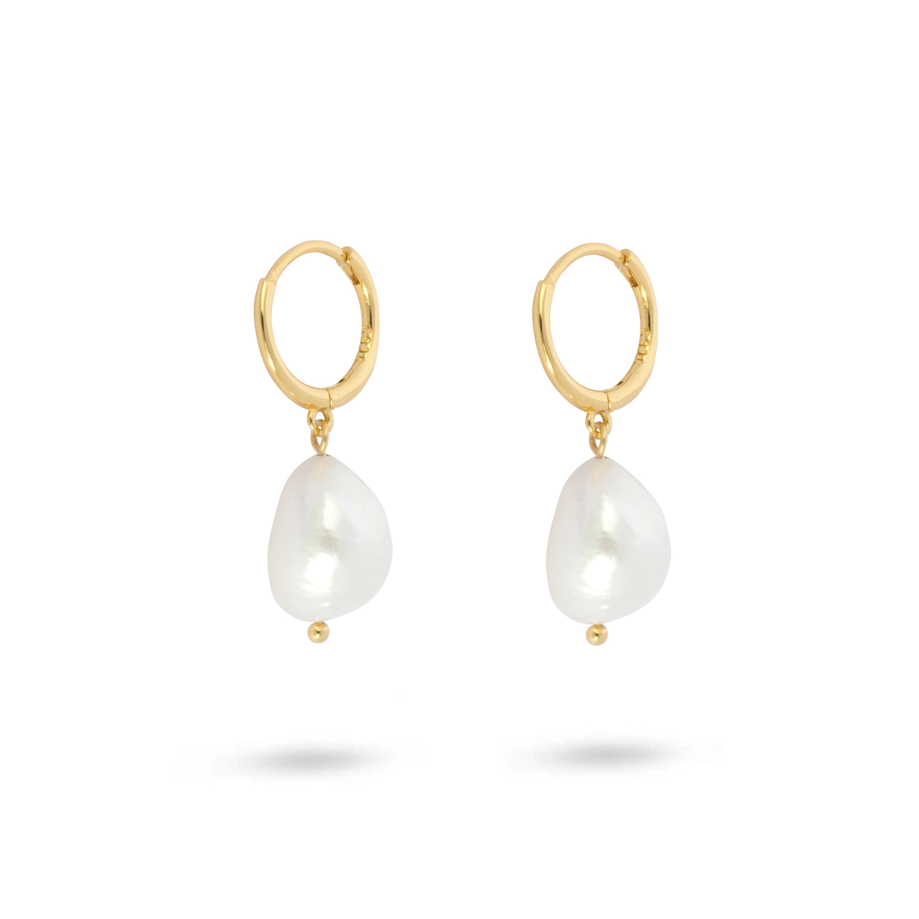 Gold Trip Women's White / Silver / Gold Pearl Drop Huggie Hoops In Gold