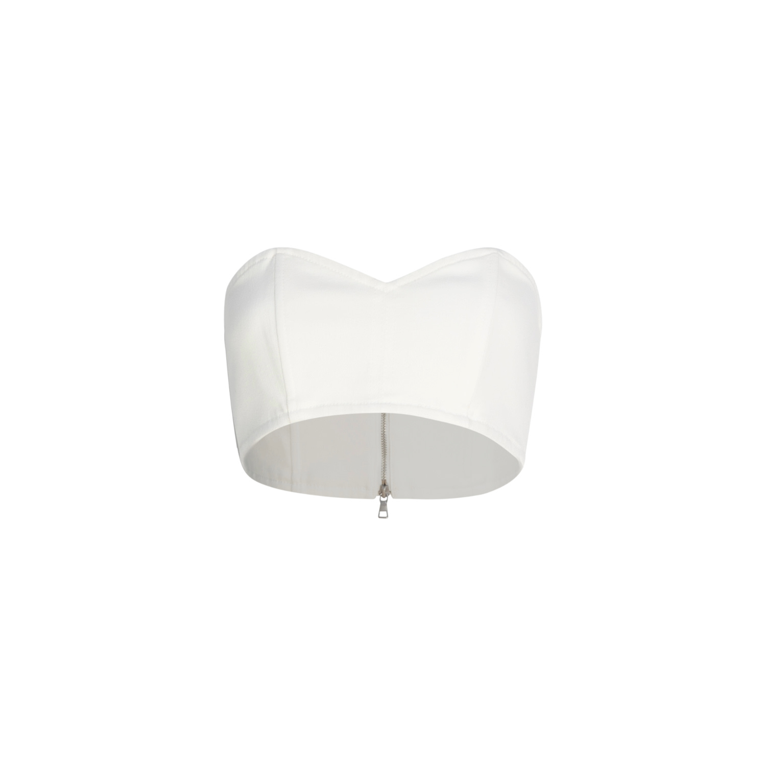 Circular Path Women's Strapless Denim Crop Top - White In White