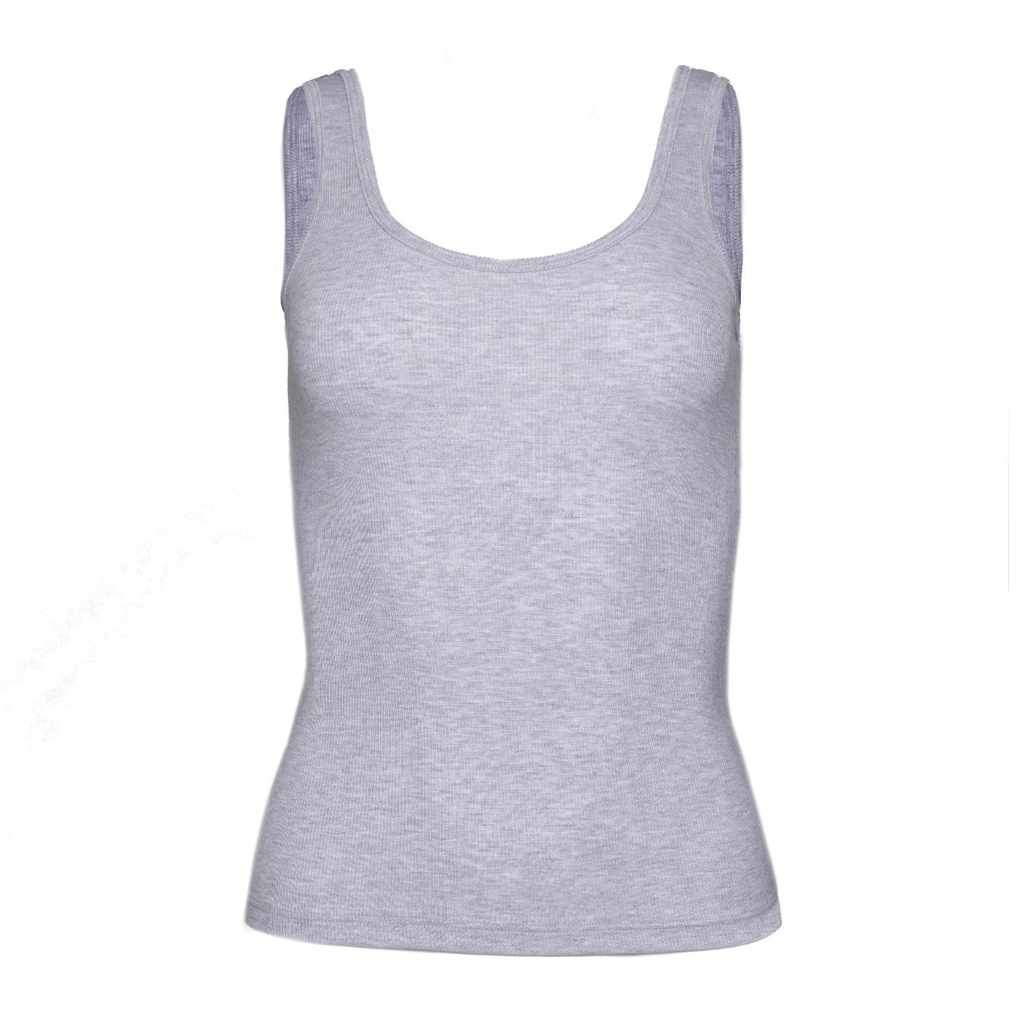 Women’s Clear Essential Scoop Neck Ribbed Sculpt-Body Tank In Grey Medium Earth Body