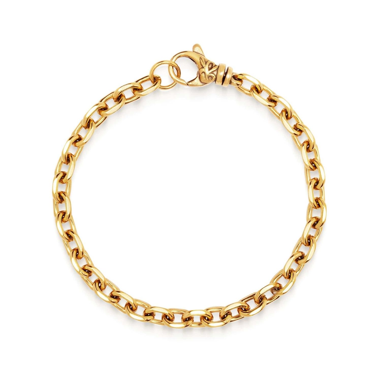 Nialaya Men's Gold 4mm Cable Chain Bracelet
