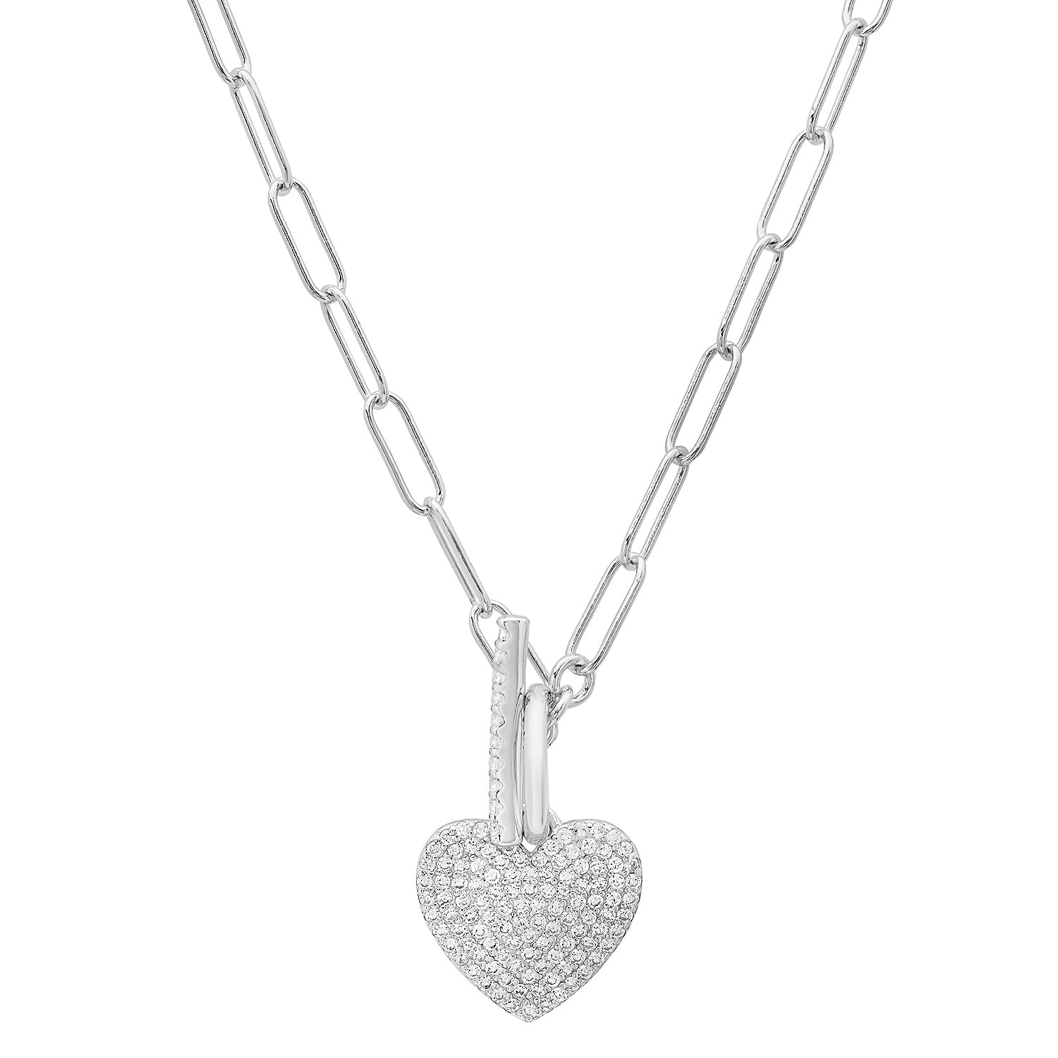 Kylie Harper Women's Paperclip Toggle Heart Diamond Necklace In Sterling Silver In Neutral