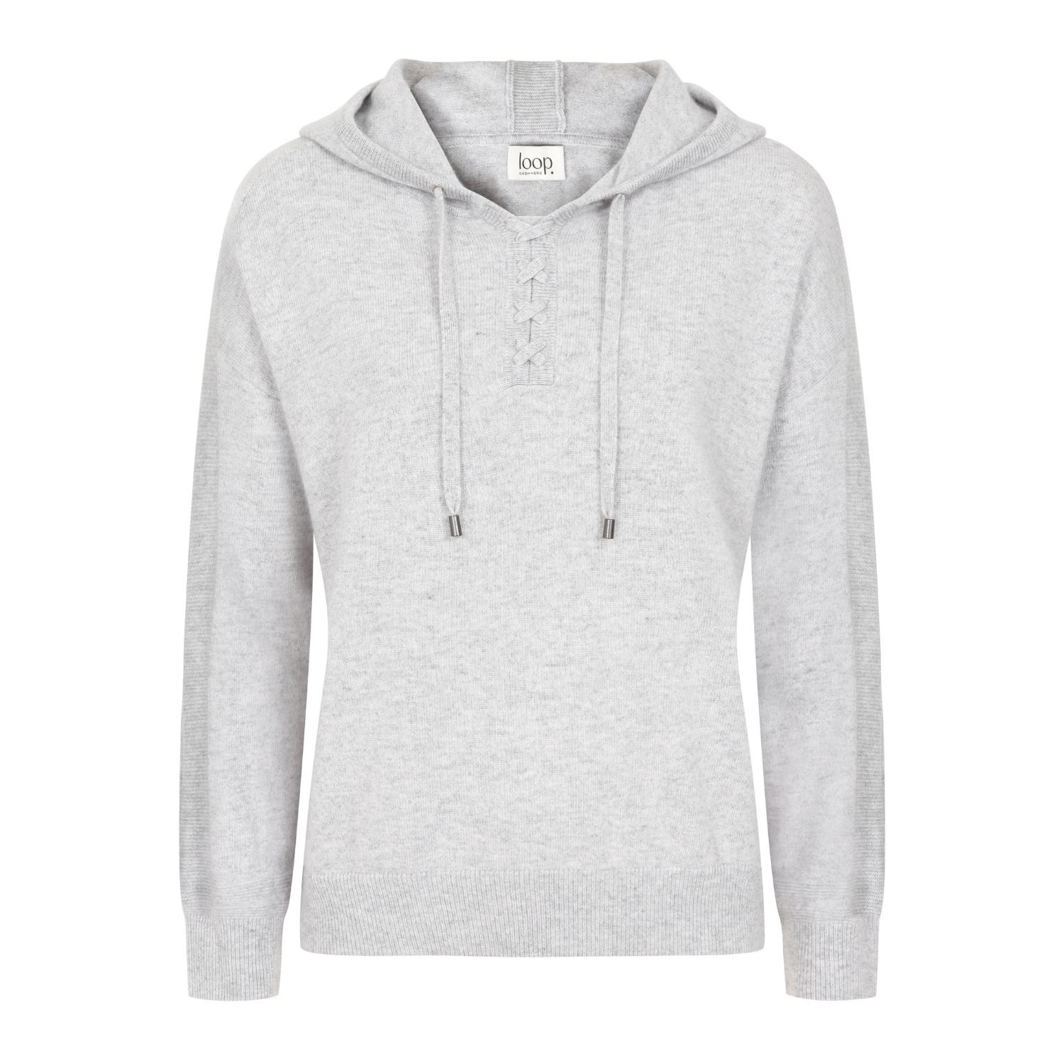 Women’s Cashmere Lace Neck Hoodie In Foggy Grey Medium Loop Cashmere