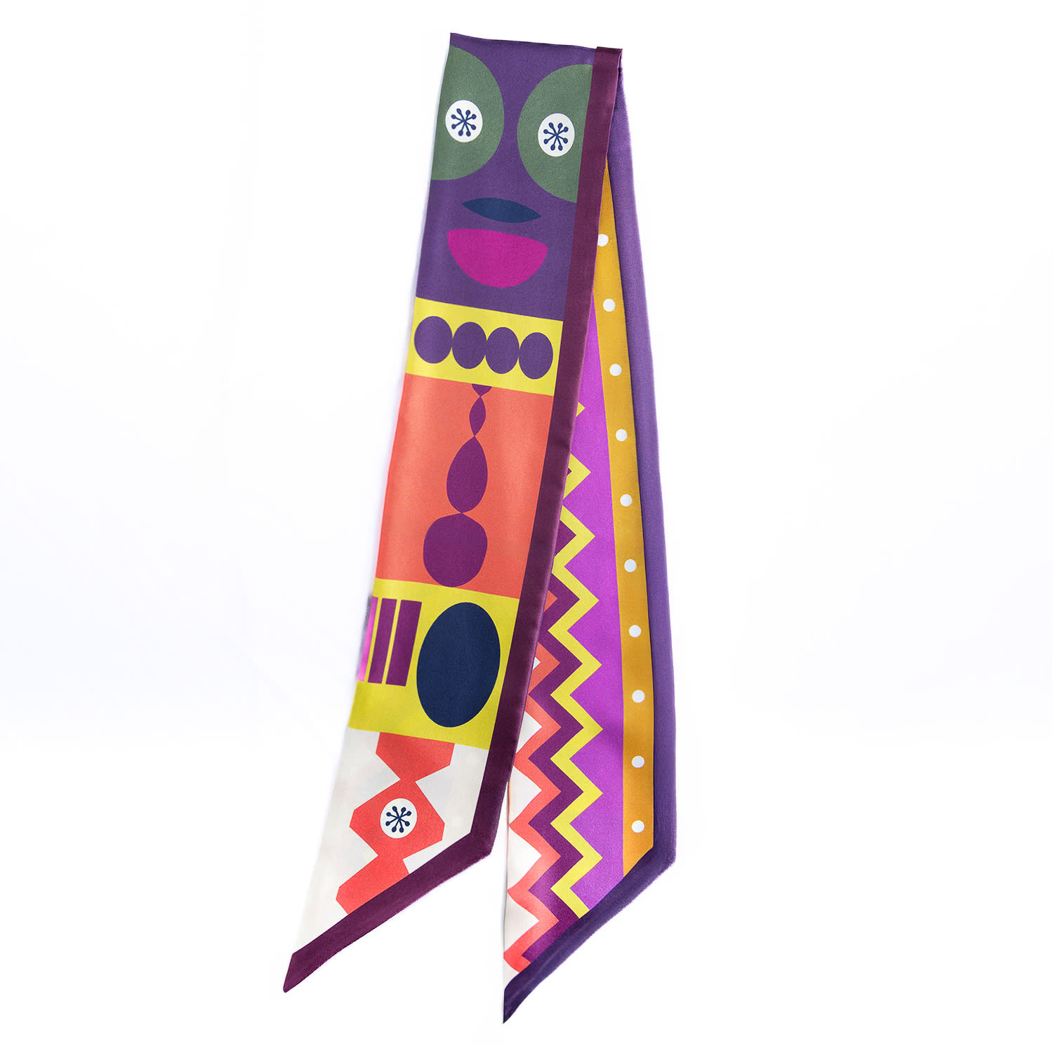 Pashmisy Women's Pink / Purple / Yellow Vivid Abstract Long Silk Scarf In Burgundy
