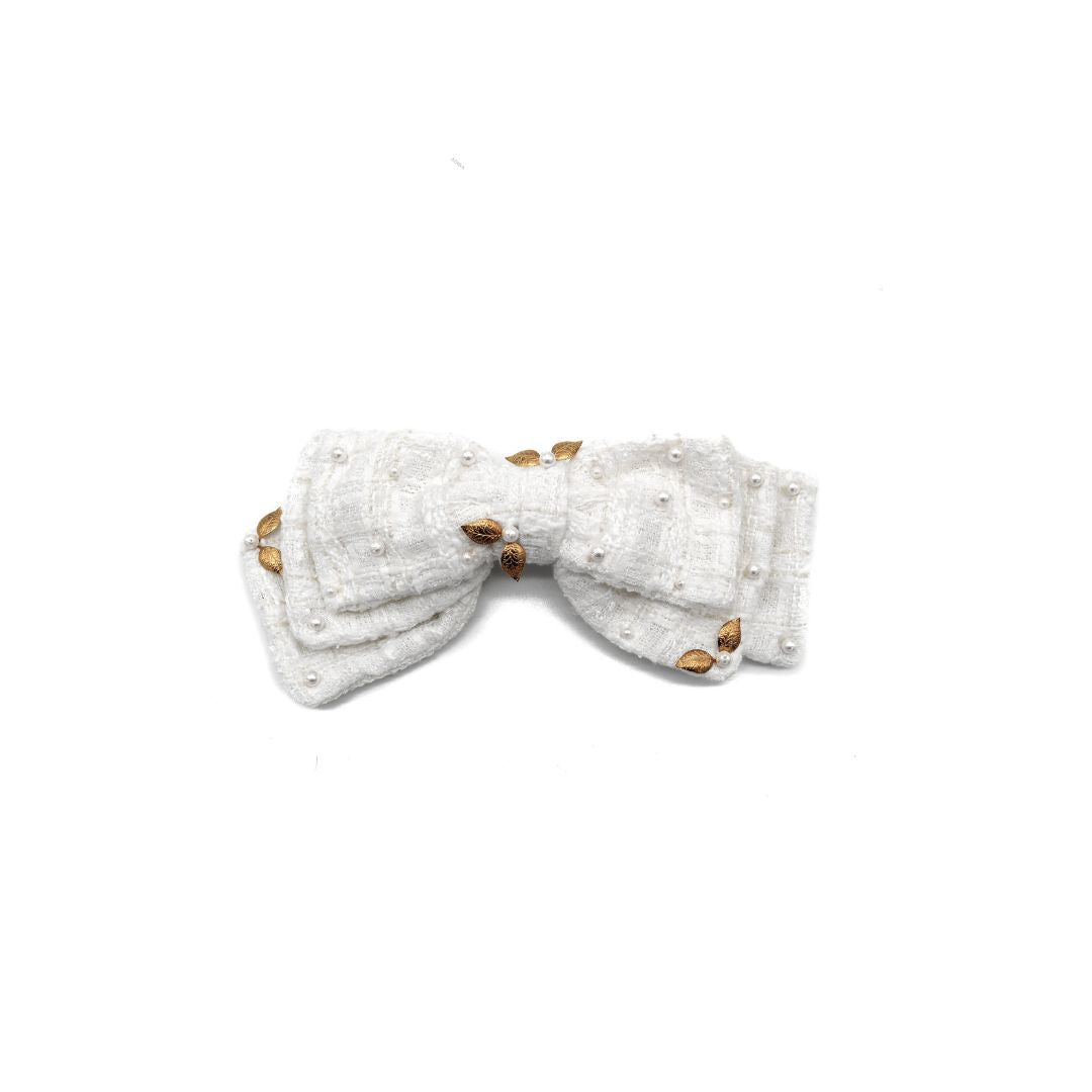 Adiba Women's Chic White Tweed Harmony Barrette