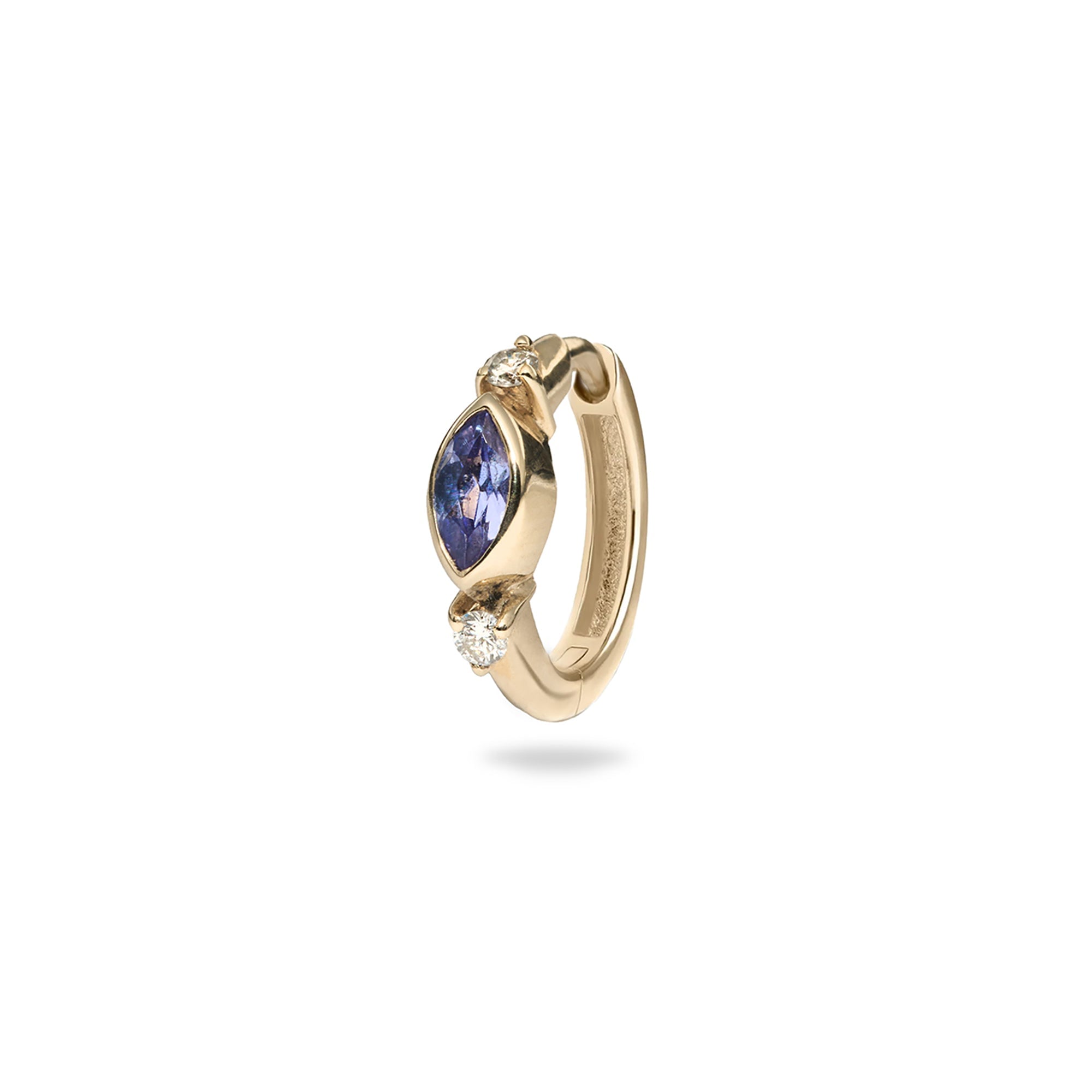 Zohreh Women's Gold / Purple Tanzanite & Diamond Huggie Hoop Earring 9k Gold In Gold
