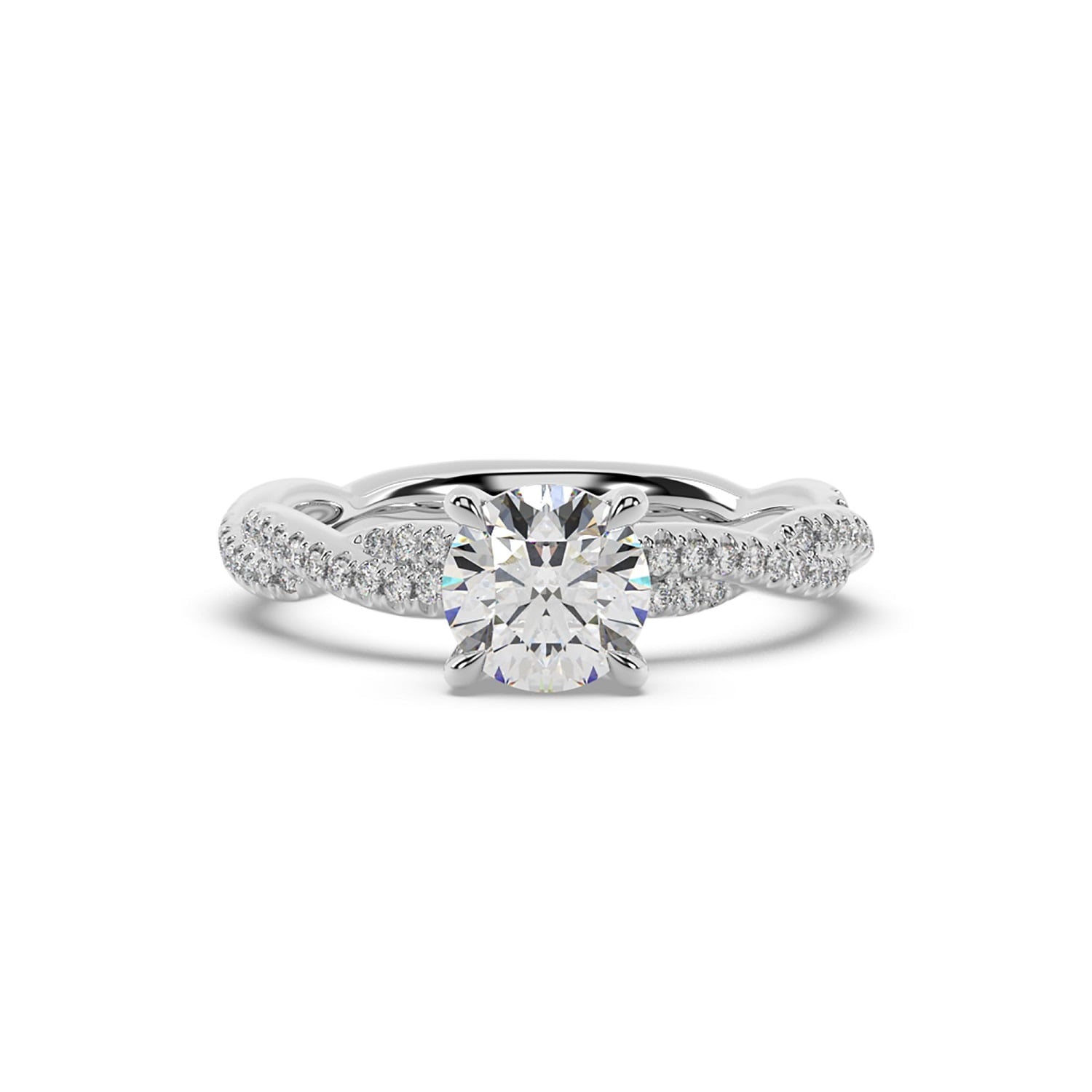 Artisan Women's Round Cut Lab Grown Solitaire Ring In White Gold