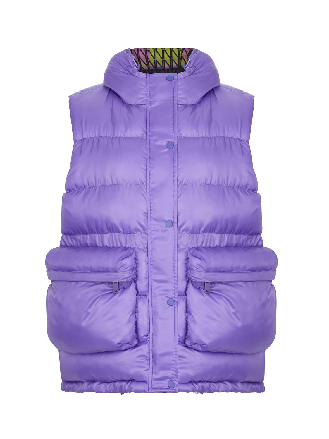 Women’s Pink / Purple Hooded Puffer Vest Lilac Small Nocturne