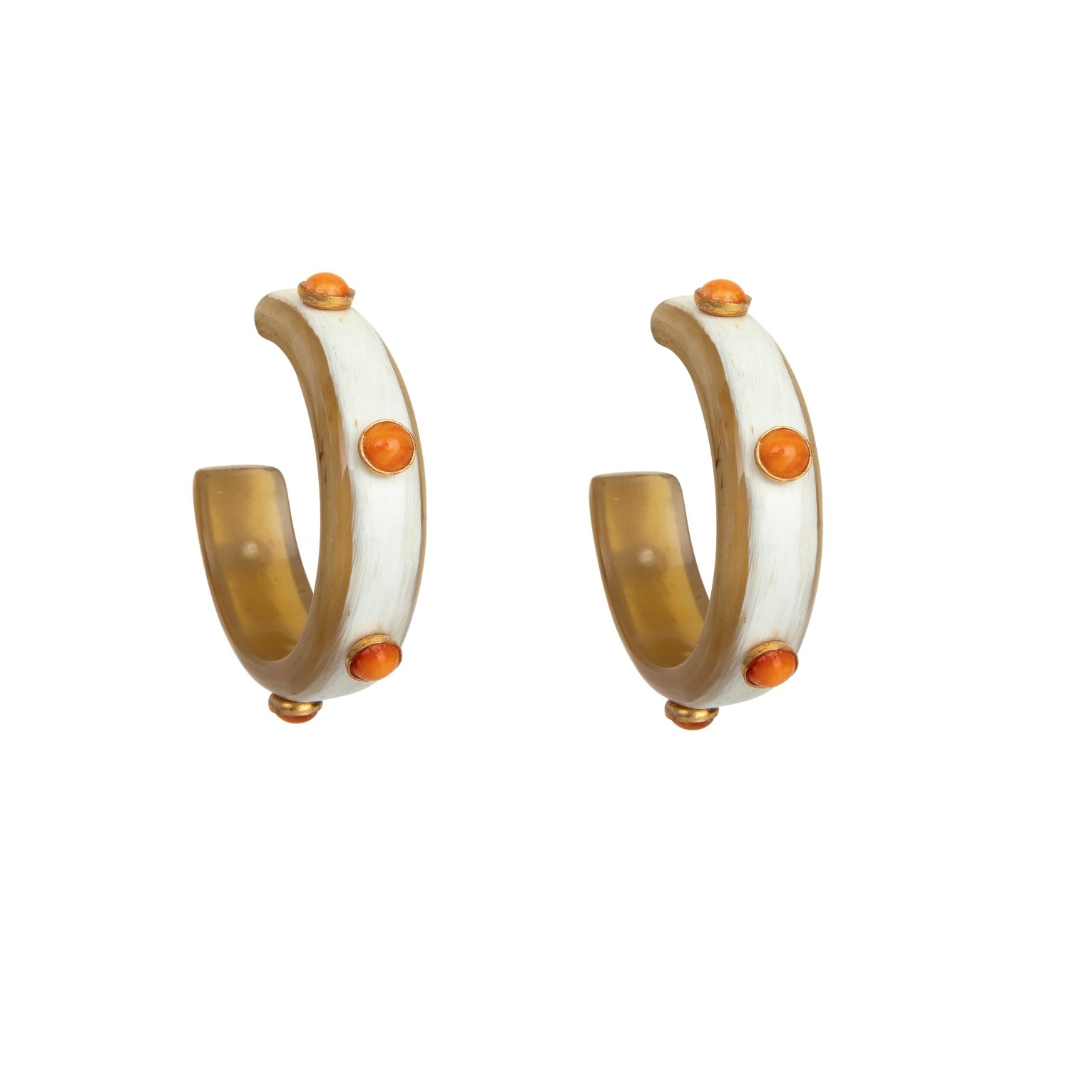 Bounkit Women's Yellow / Orange / White Eliza Hoops Carnelian