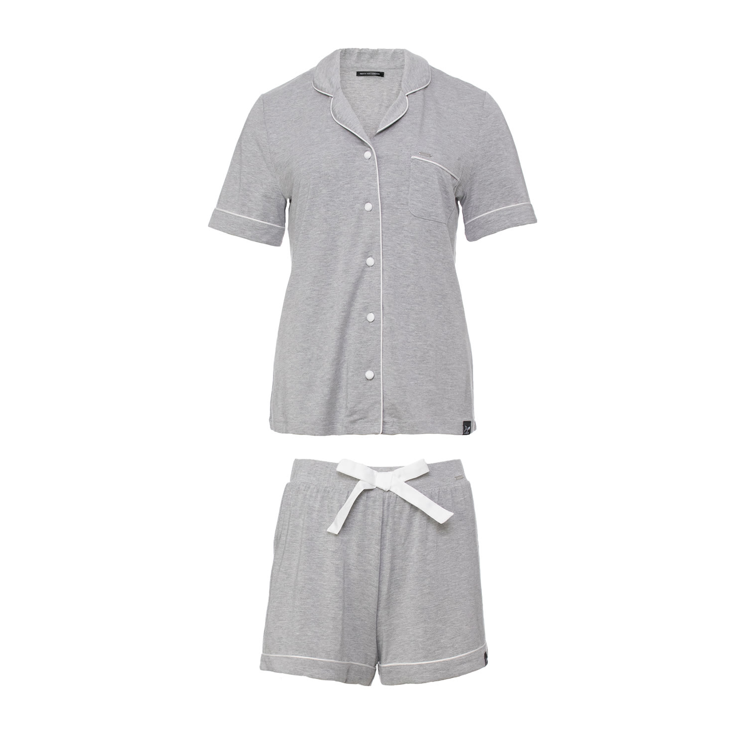 Women’s Bamboo Shirt Short Set In Grey Marl Small Pretty You