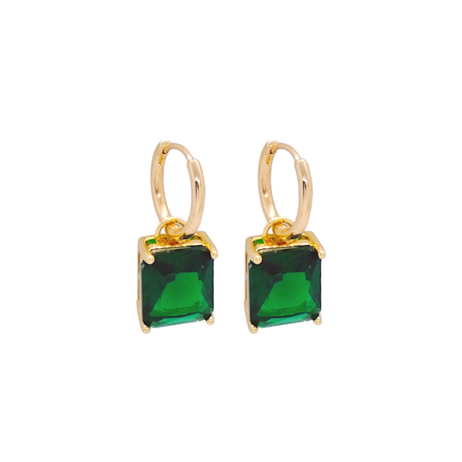 Valerie Chic Women's Gold / Green Emerald Earrings Hoop