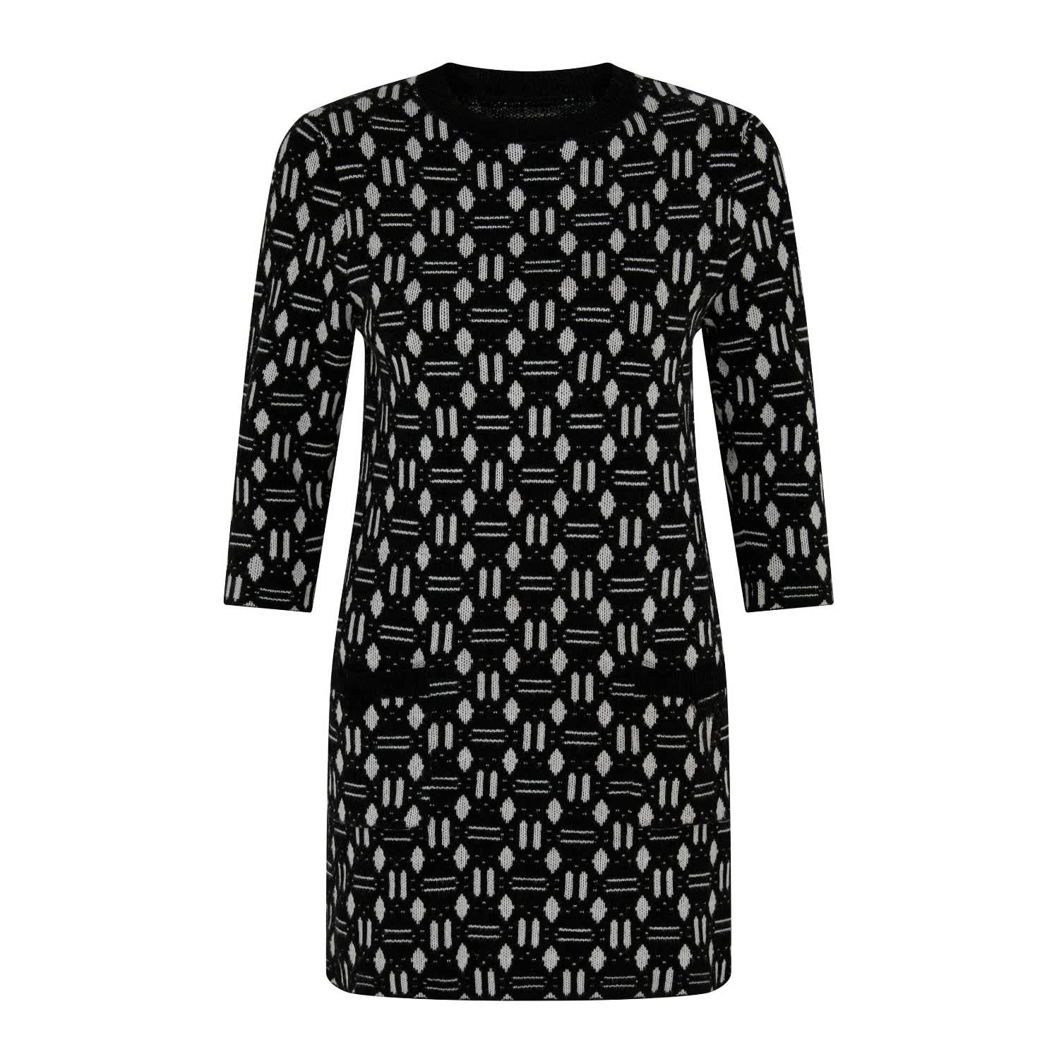 25fw　Geometric Pattern Knitted Dress Geometric Pattern Knitted Dress - navy - Mame Kurogouchi