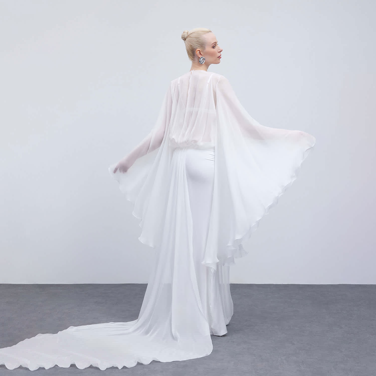 gaia maxi dress in ivory silk chiffon | Syla Atelier YGroup_DMU03B