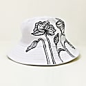QUILLATTIRE WOMEN'S WHITE HAND PAINTED FLORAL BUCKET HAT