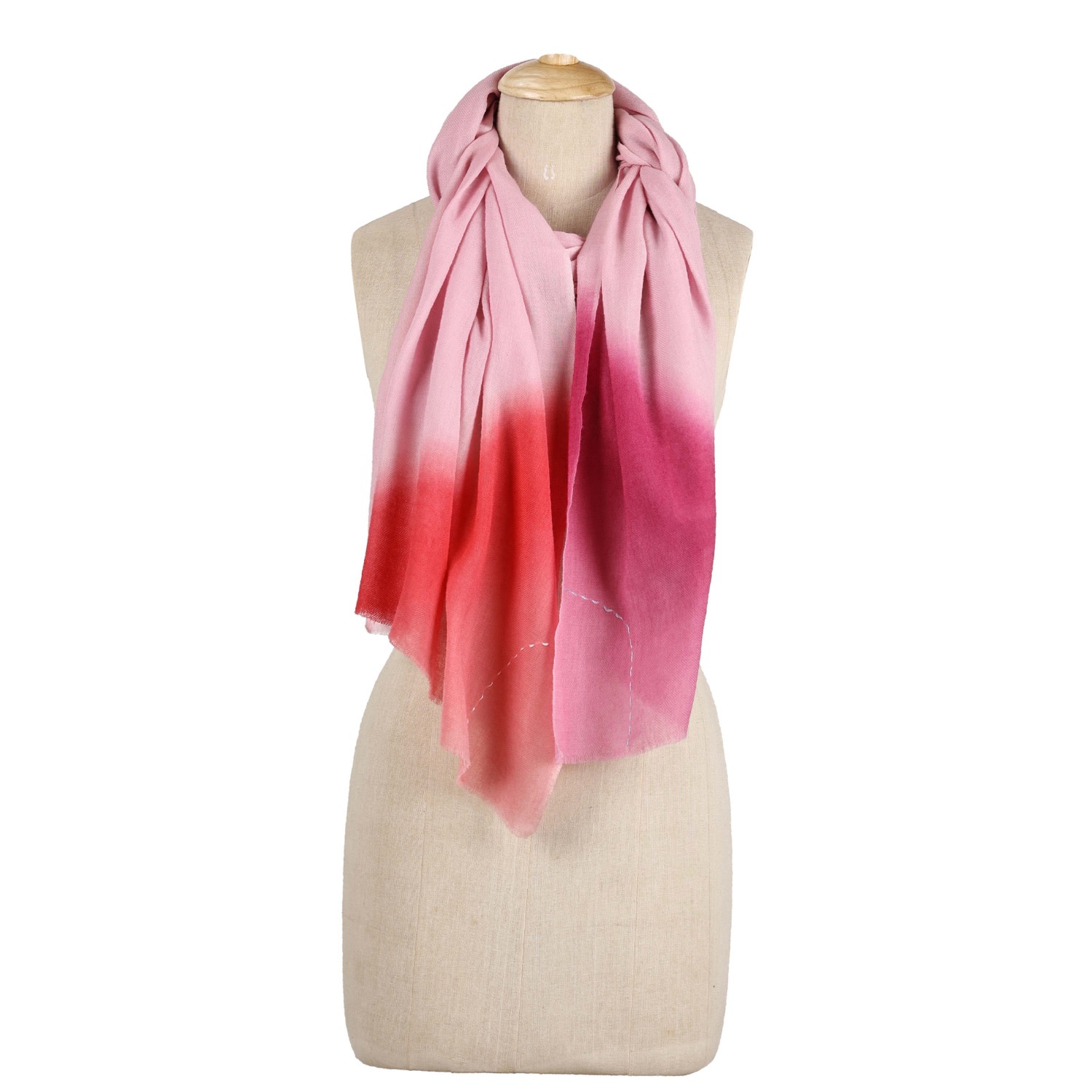 Heritagemoda Women's Orange Ombré Rose Blush Wool Scarf In Orange