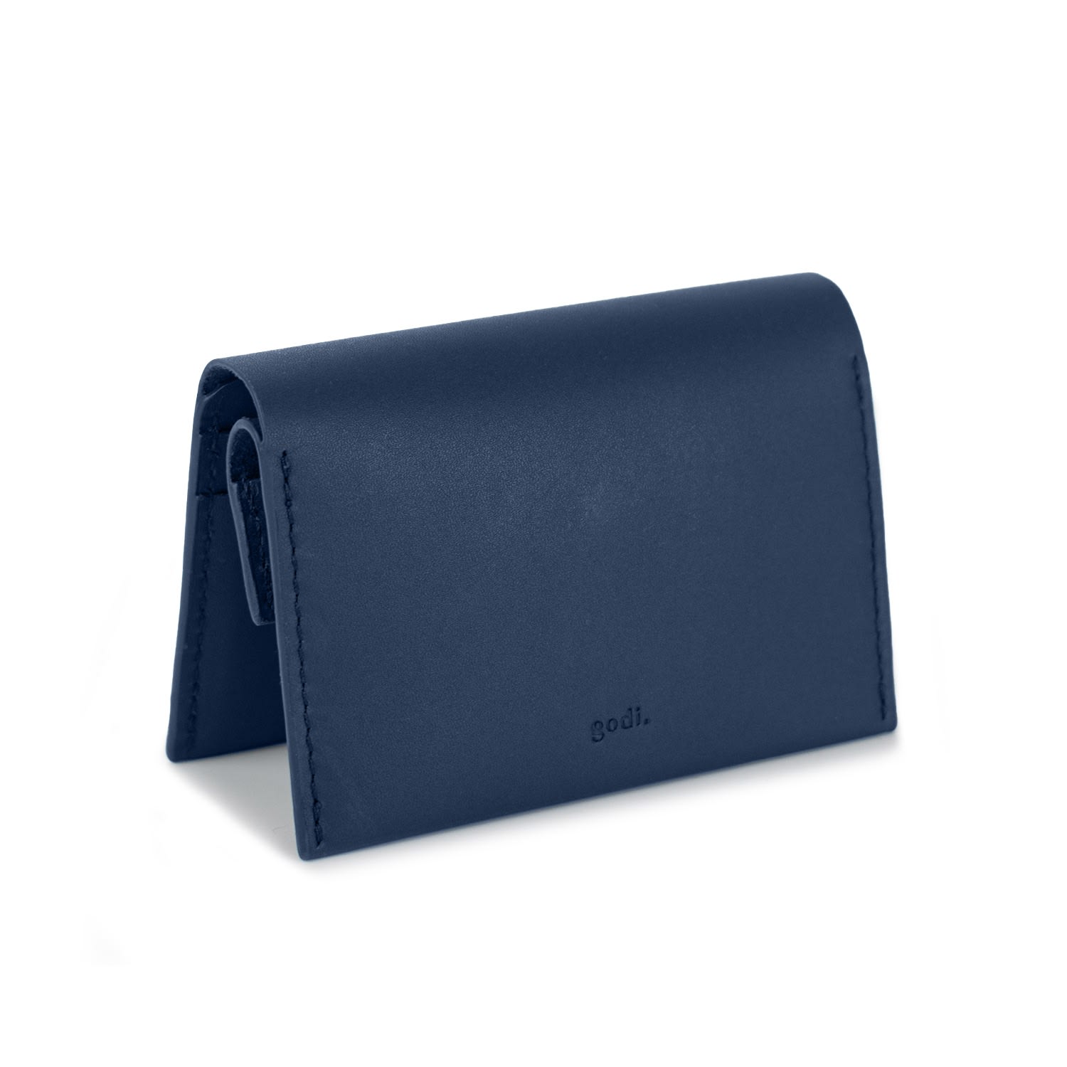 Godi. Men's Handmade Leather Coin & Card Wallet - Navy Blue In Blue