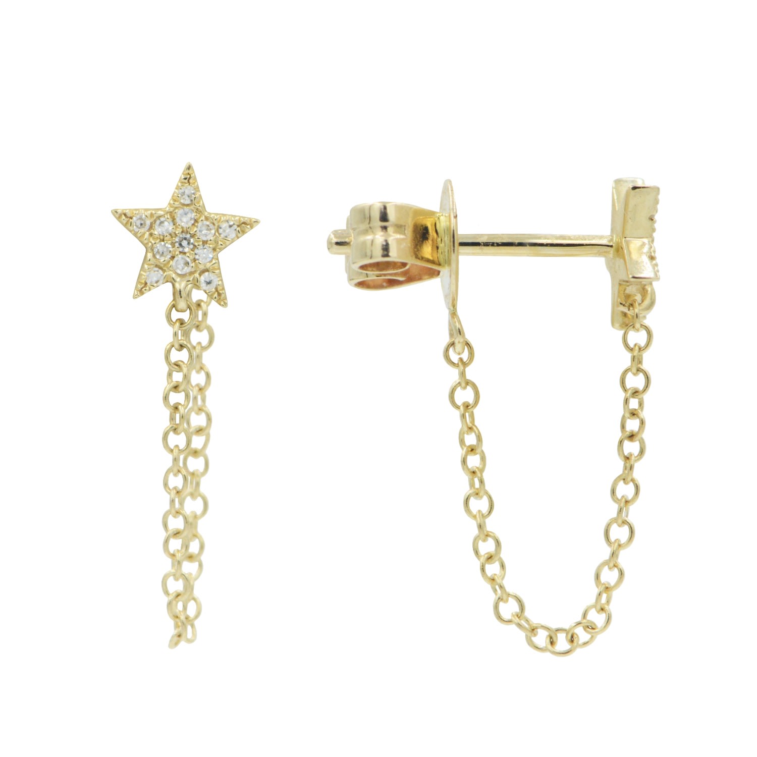 Women’s Gold Star Chain Studs In Diamonds Kamaria