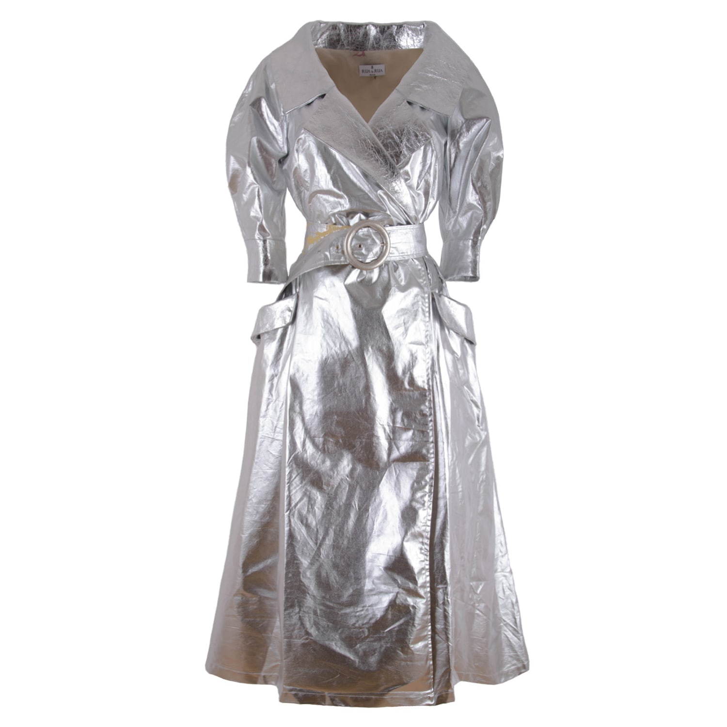 Women’s Silver Lame Maxi Wrap Dress Medium Rua & Rua