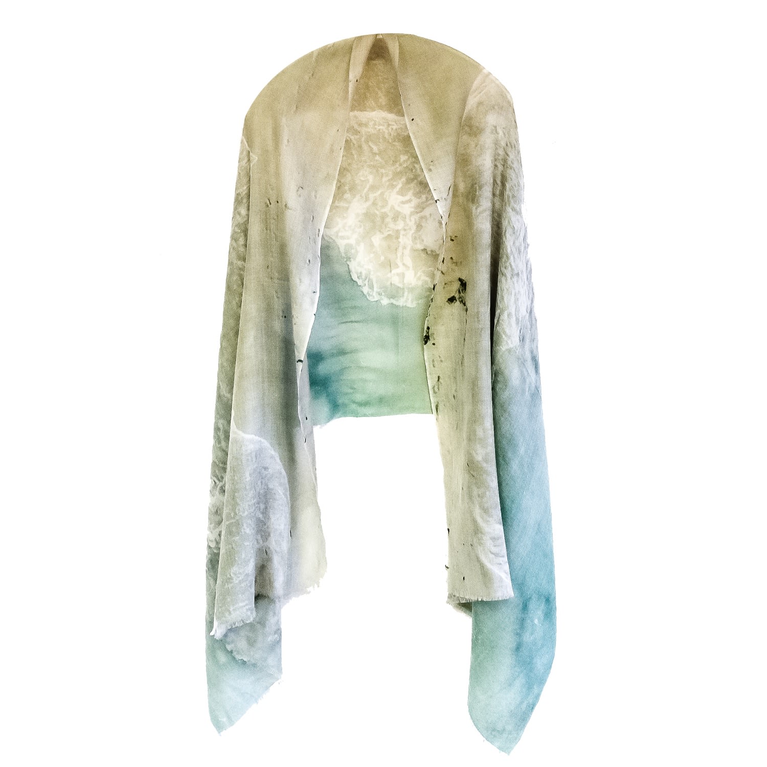 Women’s Gold / White / Blue Cashmere & Wool Nature Scarf - Ocean Zenzee