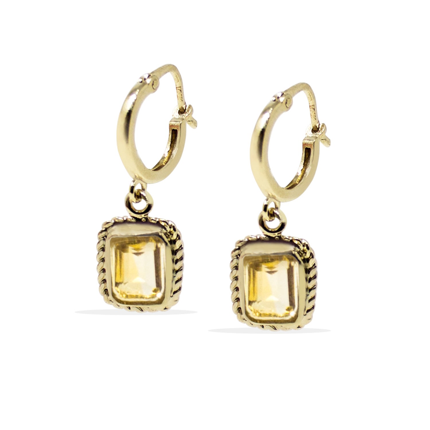 Vintouch Italy Women's Gold / Yellow Luccichio Gold Vermeil Citrine Hoop Earrings In Gold