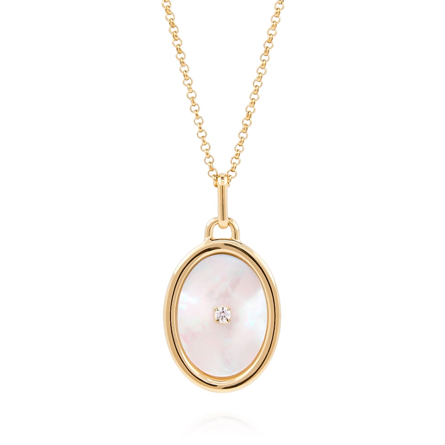 Women’s Mother Of Pearl Gold Mirror Pendant Necklace Ct Cach