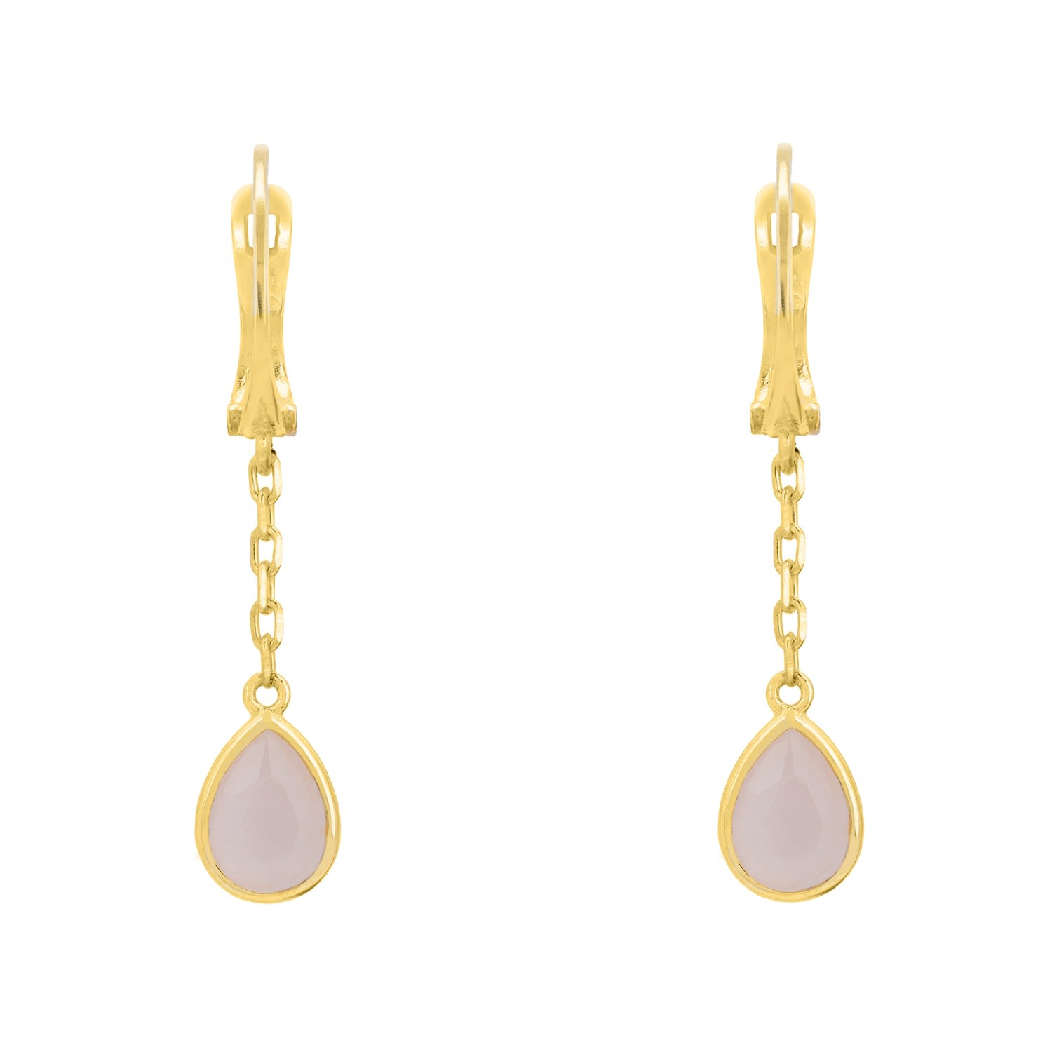 Women’s Gold / Pink / Purple Pisa Chain Drop Earrings Gold Rose Quartz Latelita